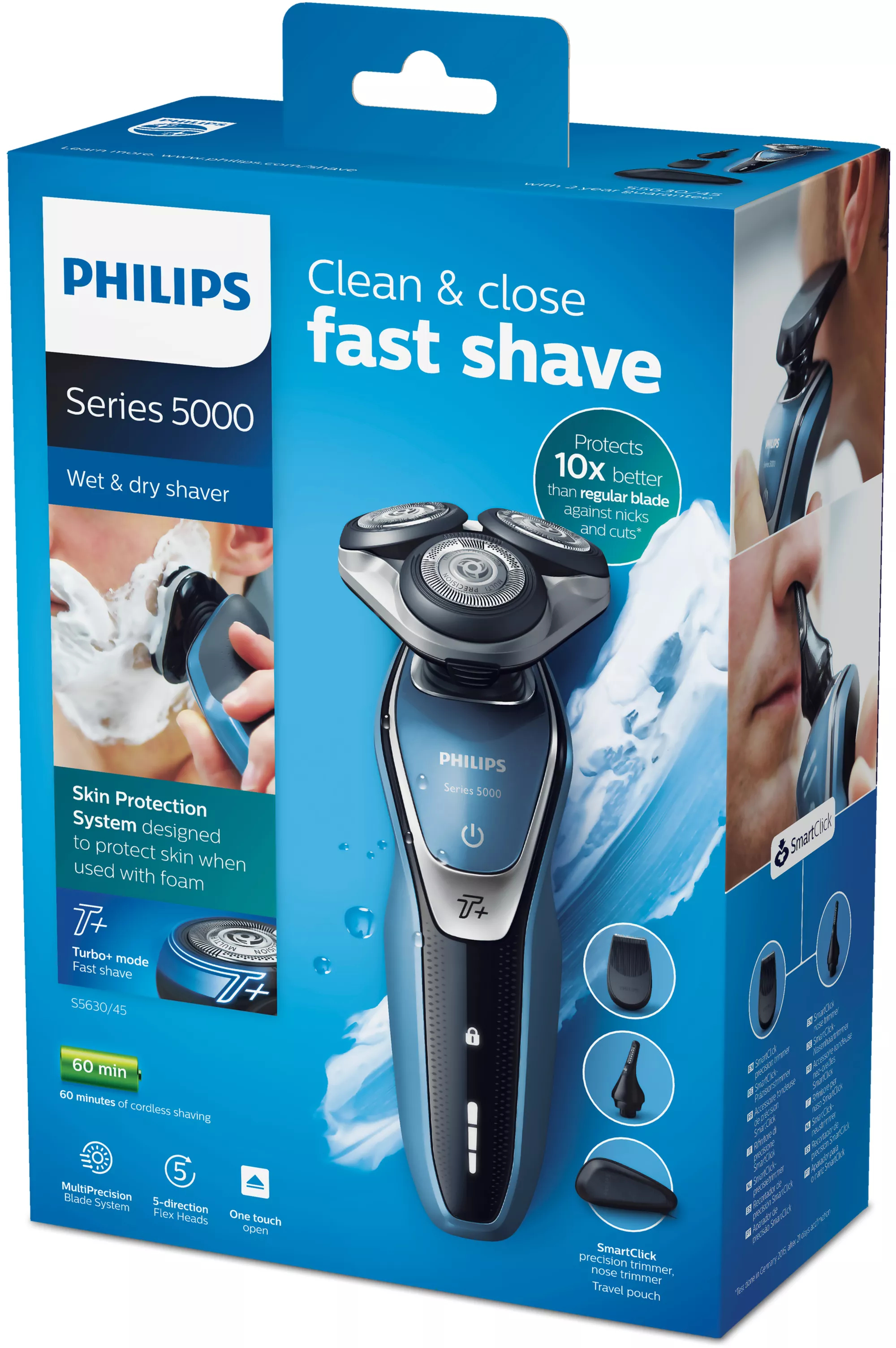 Philips SHAVER Series 5000 S5630/45 men's shaver Rotation shaver Trimmer Black, Blue, Silver – image 2