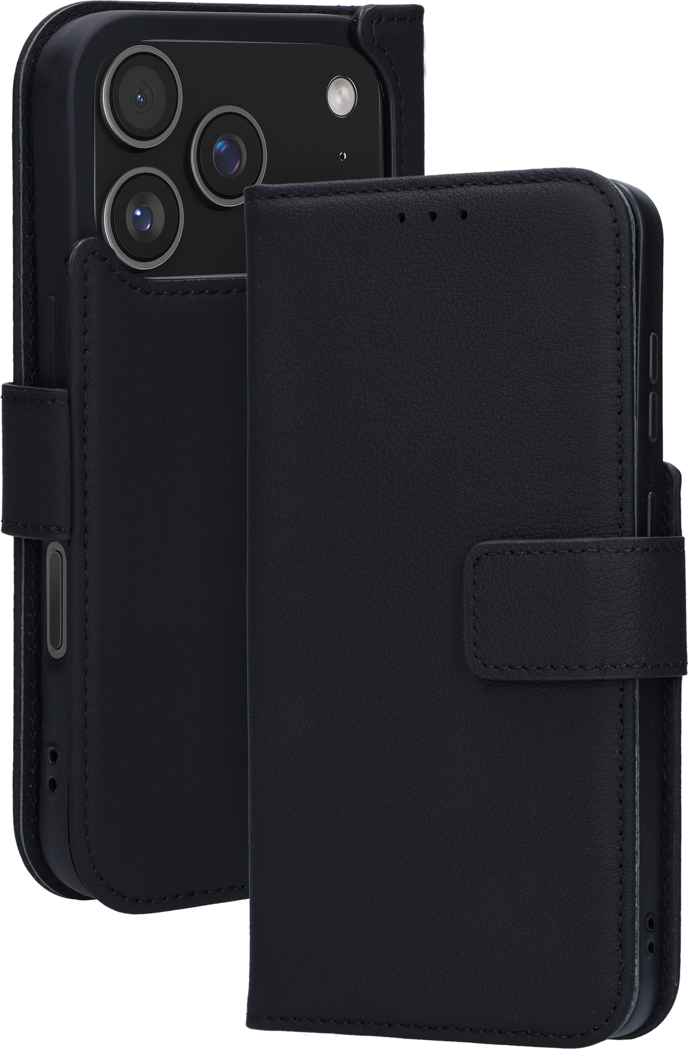 Mobiparts Leather Wallet Case Apple iPhone 17 Pro Black (MagSafe Compatible)