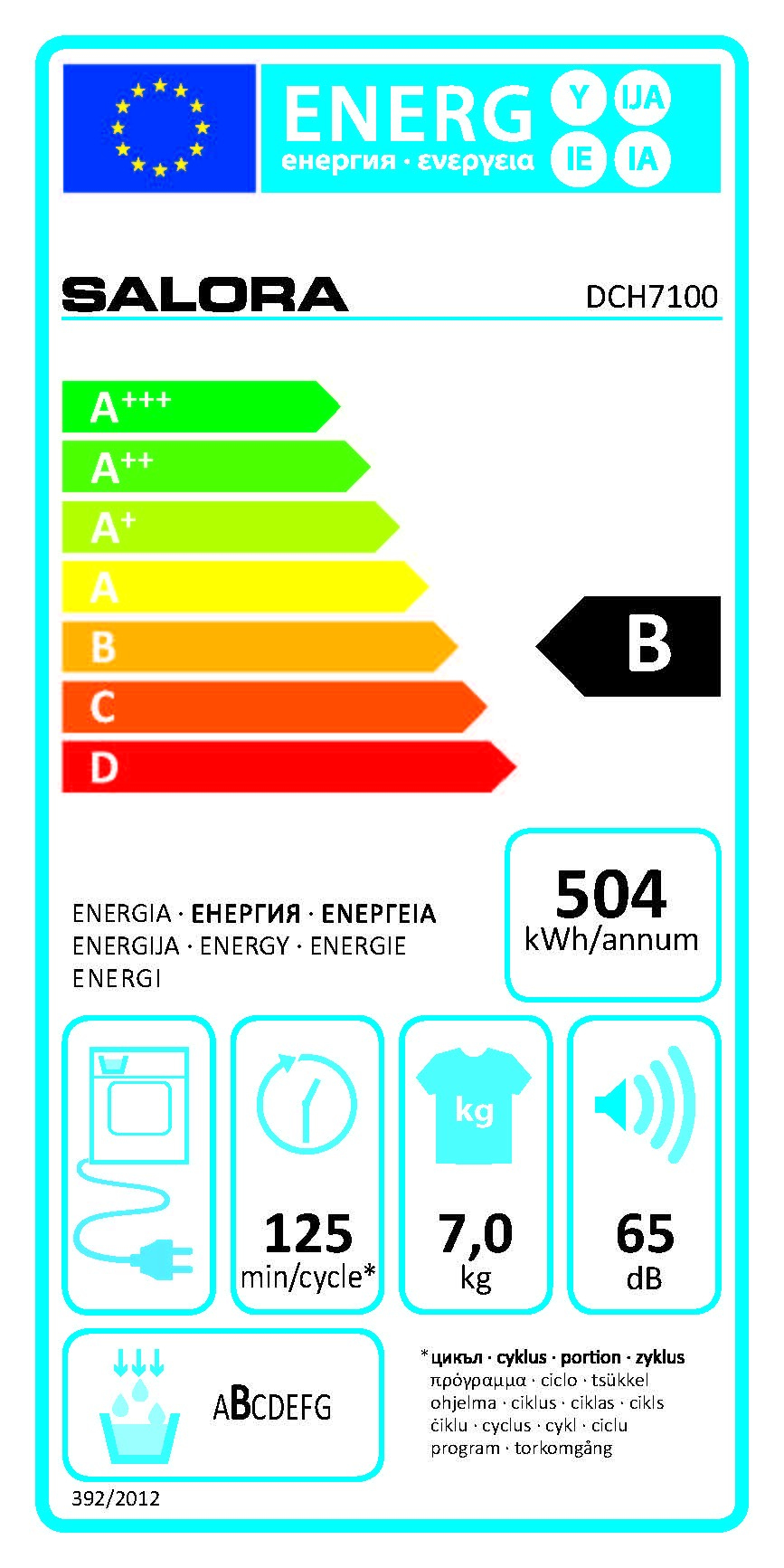 Salora DCH7100 tumble dryer Freestanding Front-load – image 9