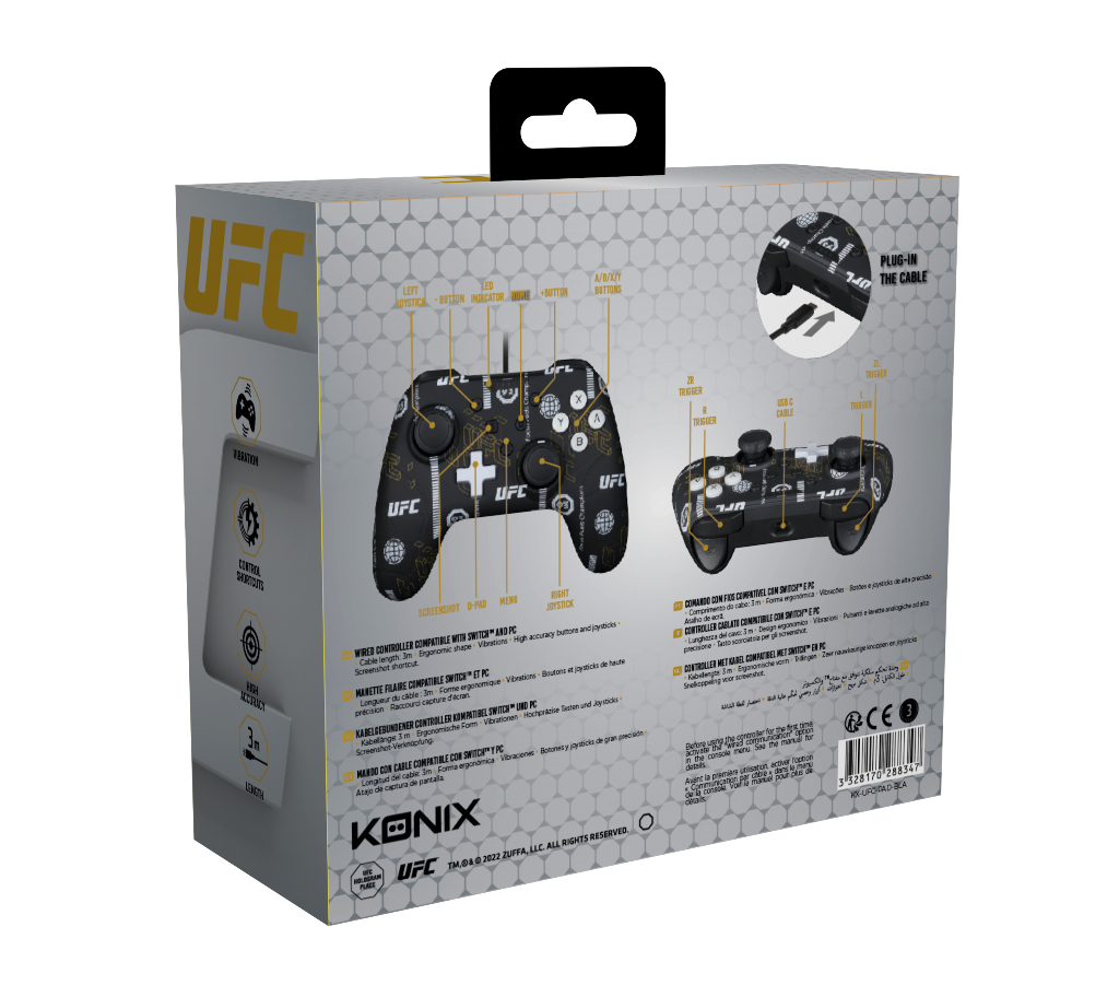Konix UFC Black, White USB Gamepad Analogue / Digital Nintendo Switch, Nintendo Switch Lite, PC – image 4