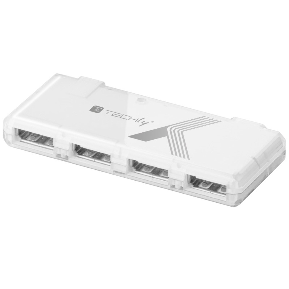 Techly Mini Hi Speed USB Hub 4 Ports White IUSB2-HUB4-WHTY