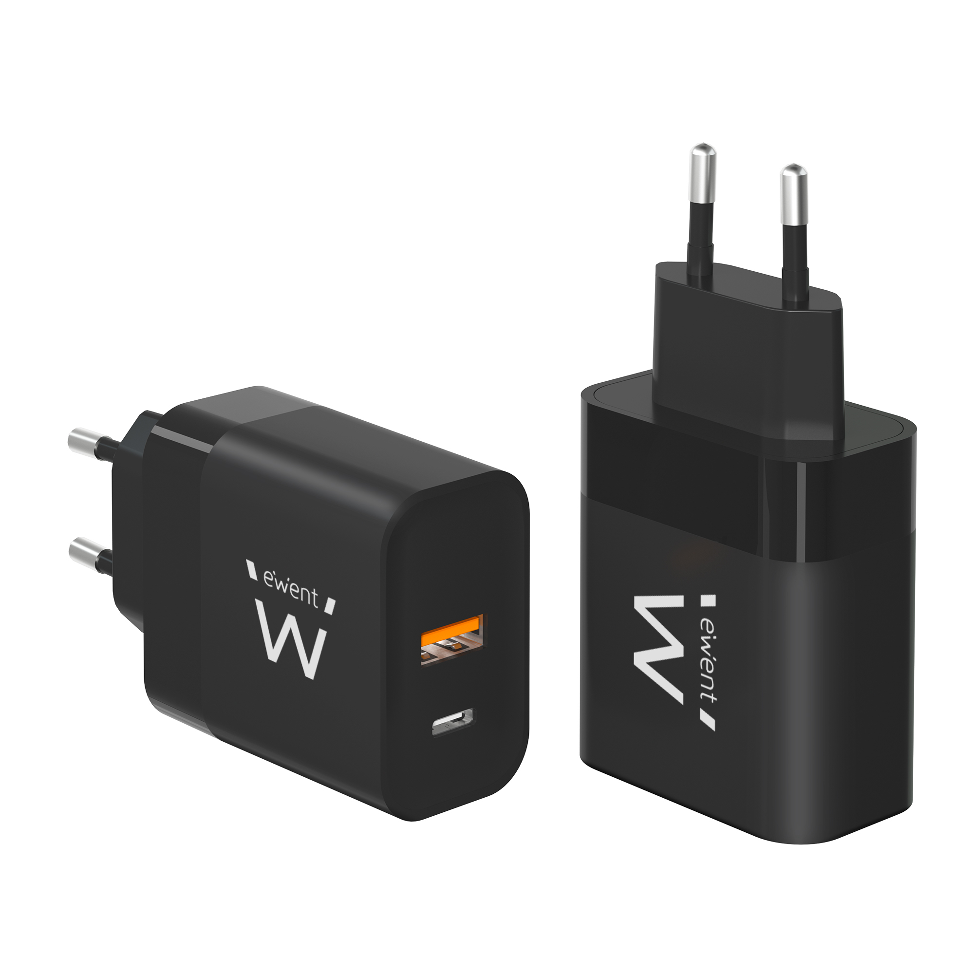 Resim Ewent EW1327 20V Max 1x USB 2.0 1x USB-C Siyah Ev İçİ AC Mobil Cihaz Şarj Cihazı