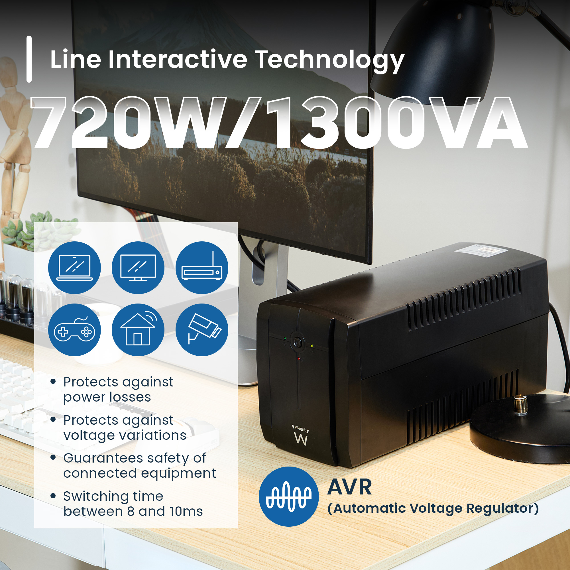 Ewent EW3997 uninterruptible power supply (UPS) Line-Interactive 1.3 kVA – image 4