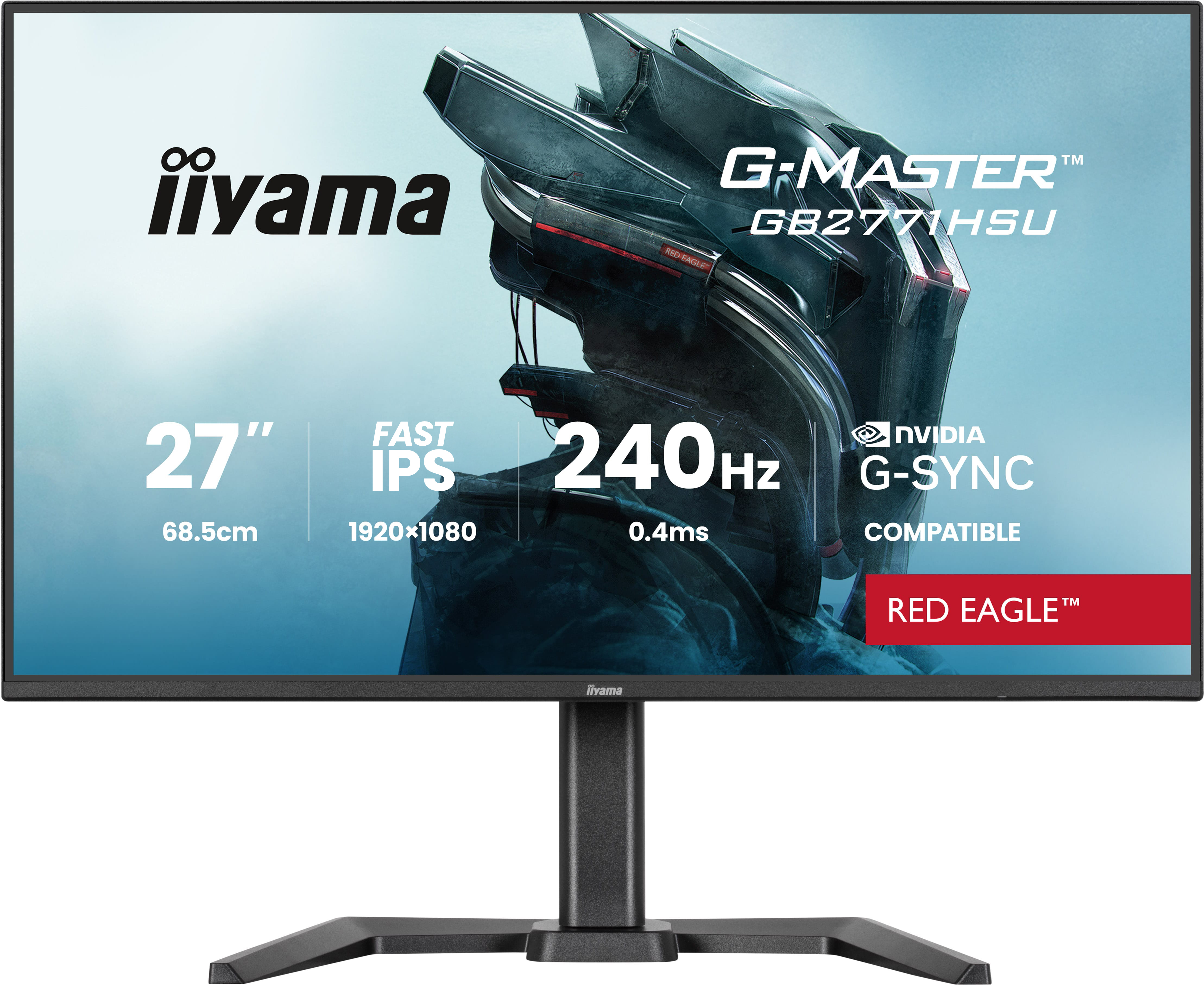 iiyama G-MASTER Red Eagle GB2771HSU-B1 - LED monitor - gaming - 27" - 1920 x 1080 Full HD (1080p) @ 240 Hz - Fast IPS - 350 cd/m� - 1000:1 - 0.4 ms - HDMI, DisplayPort - speakers - black, matte