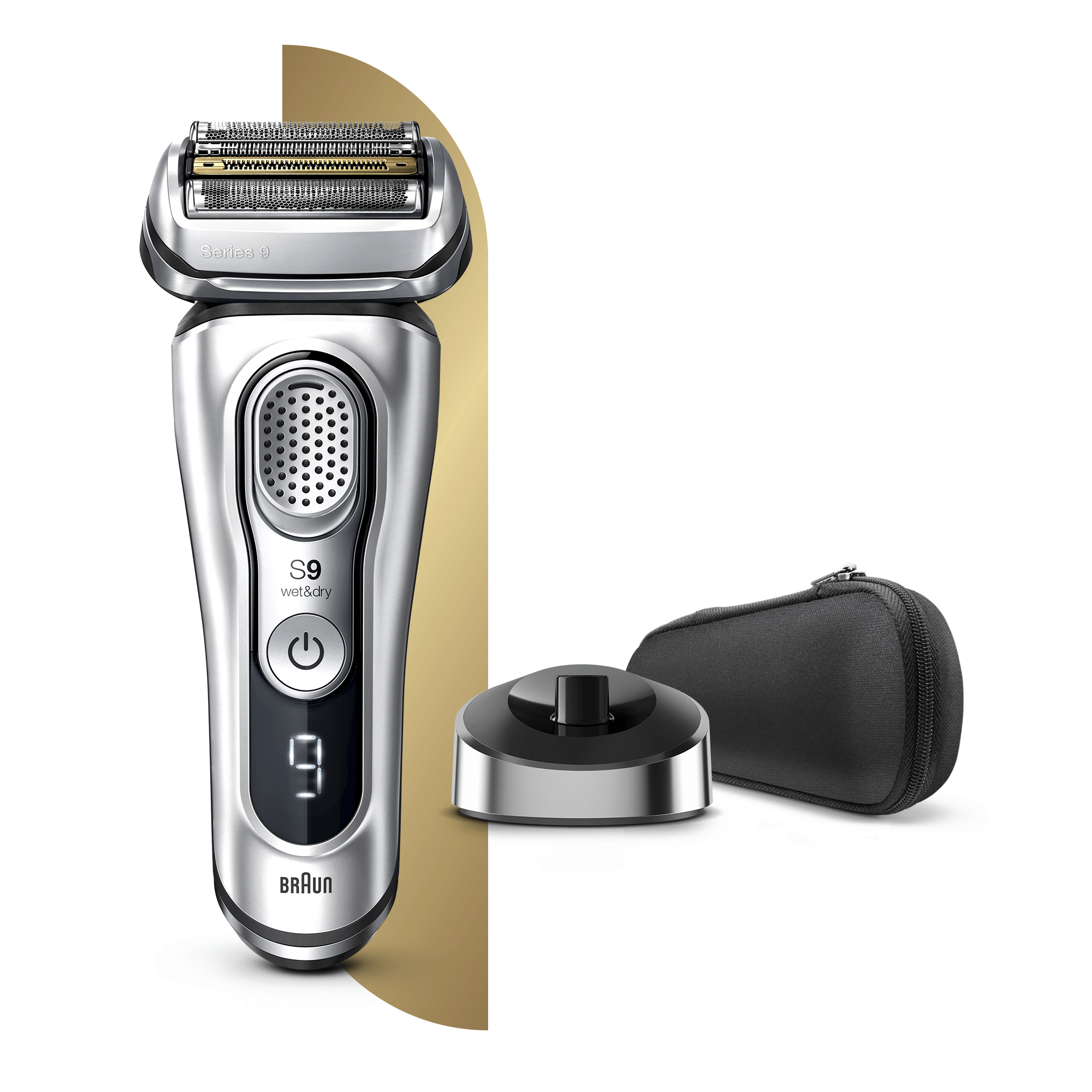 Braun Series 9 9350s Latest Generation Electric Shaver, Charging Stand, Fabric Case, Silver – image 3