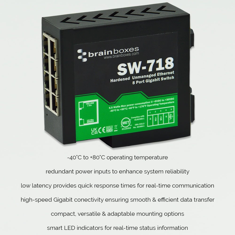 Brainboxes Hardened Industrial 8 Port Gigabit Ethernet Switch – image 6