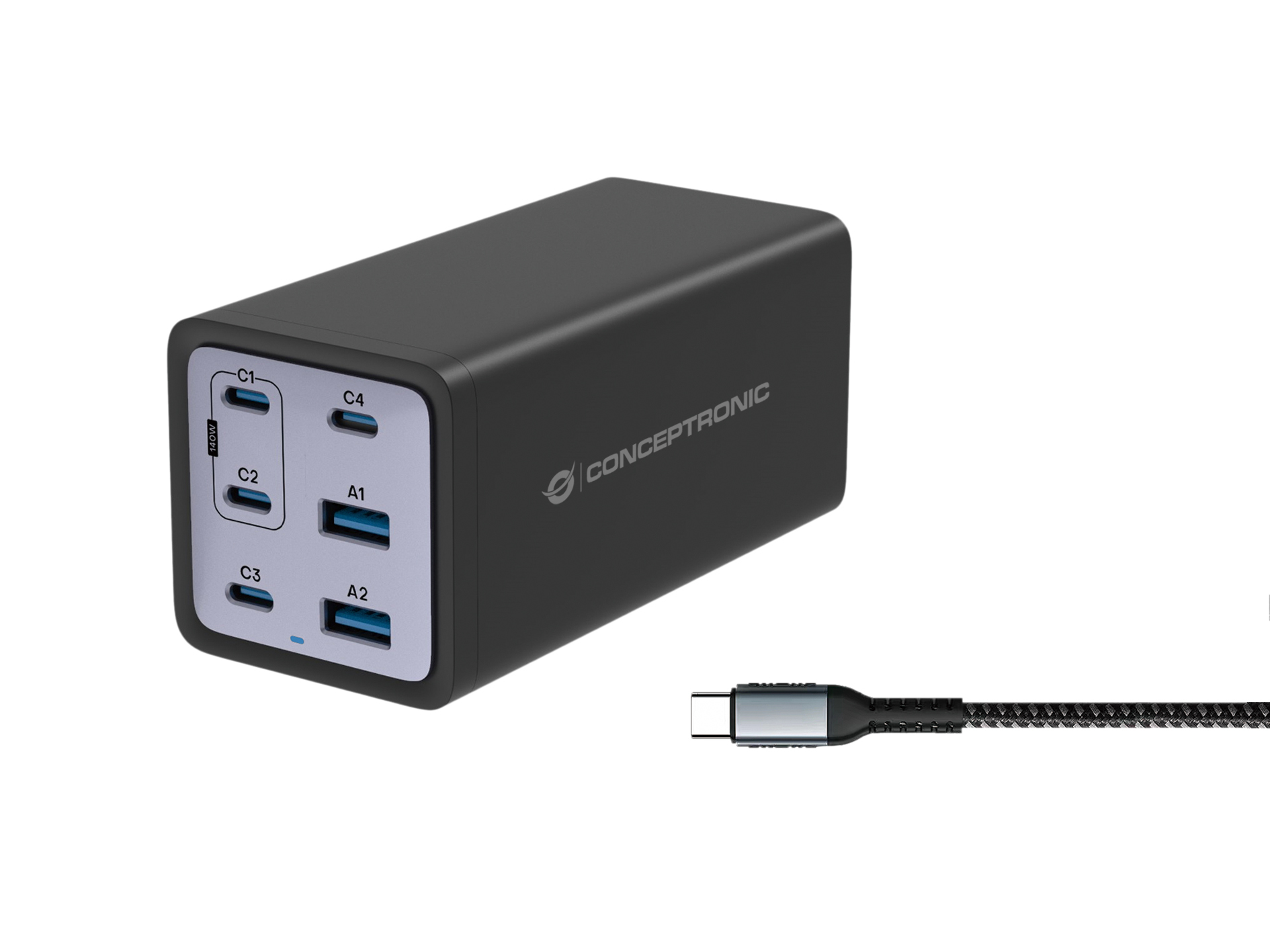 Conceptronic OZUL06BE Caricabatterie per dispositivi mobili Universale Nero AC Ricarica rapida Interno