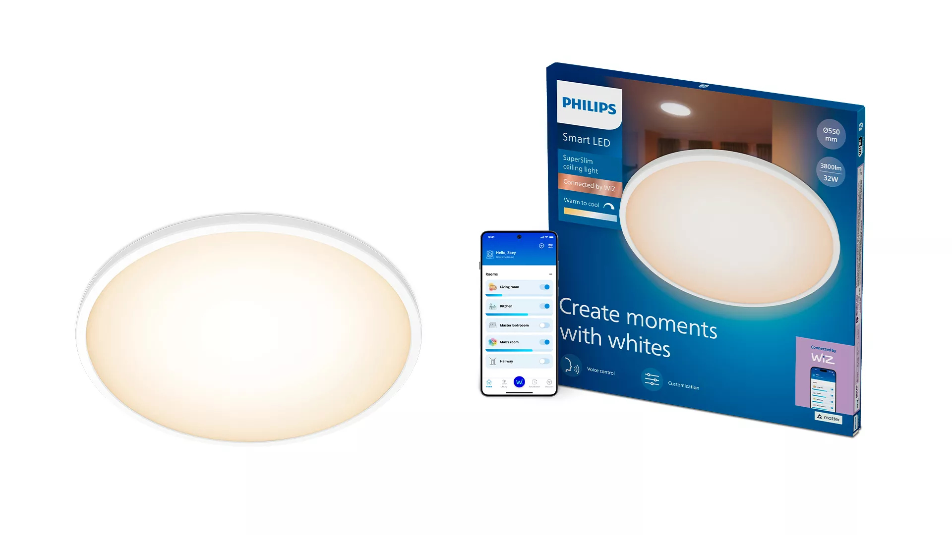Philips by Signify Philips SuperSlim Ceiling LED Light, Tunable White Light 2,700 K to 6,500 K – image 2