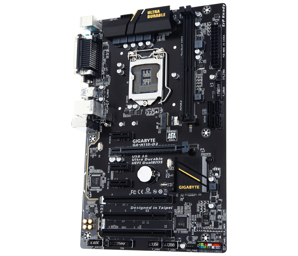 GIGABYTE GA-H110-D3 motherboard Intel® H110 LGA 1151 (Socket H4) ATX – image 1