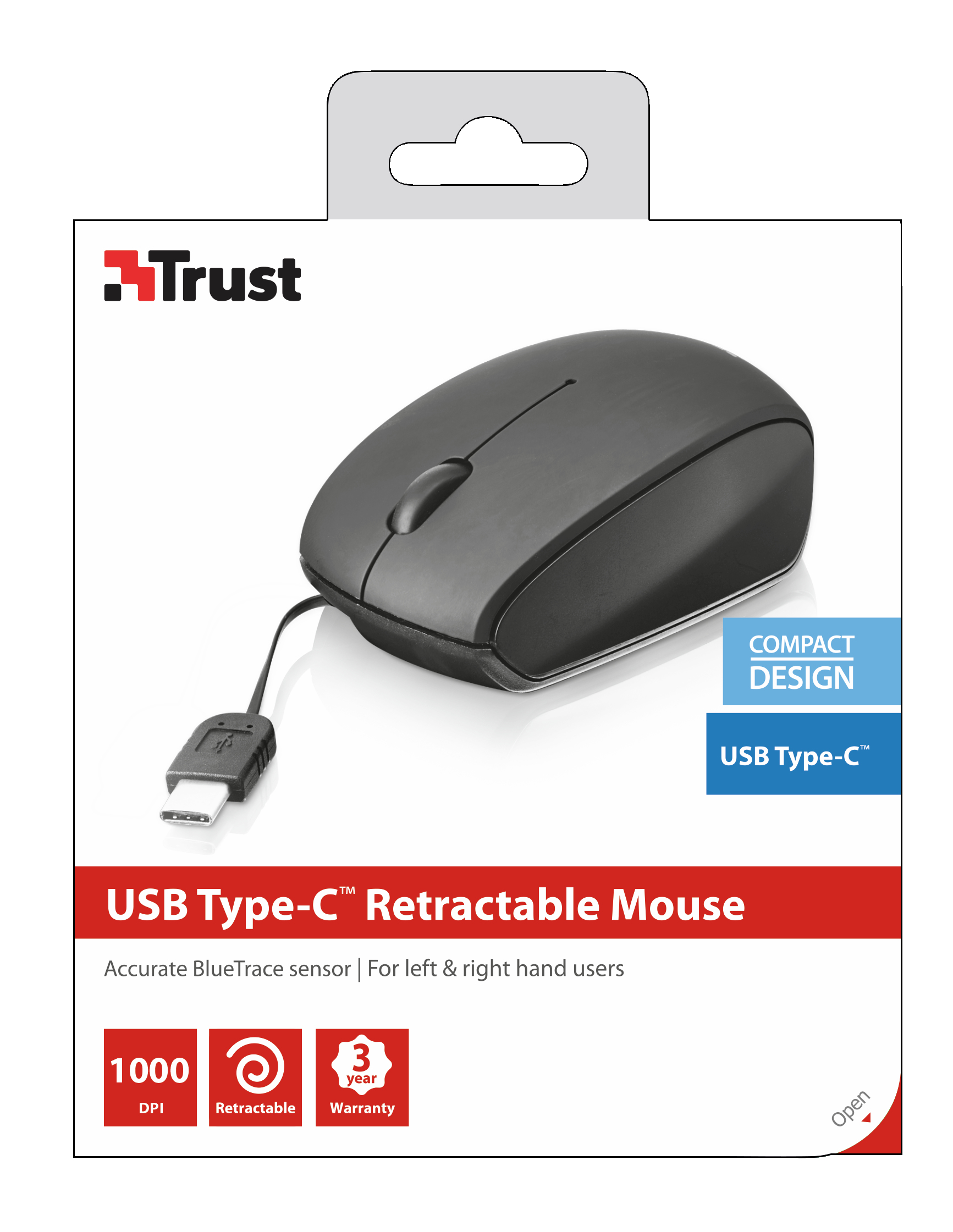 Trust 20969 mouse Travel Ambidextrous USB Type-C Optical 1000 DPI – image 6