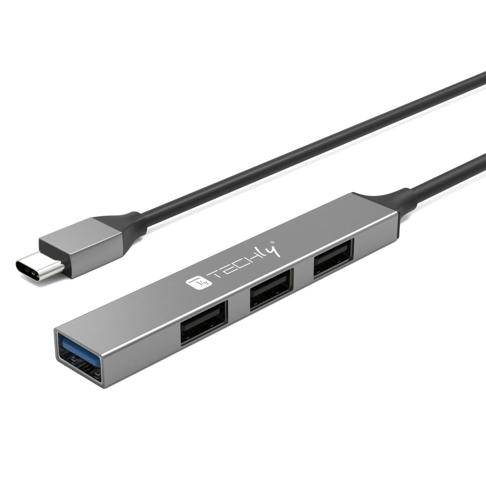 Techly IUSB32-HUB4C-3U2SLS laptop dock/port replicator Wired USB 3.2 Gen 1 (3.1 Gen 1) Type-C Grey – image 3