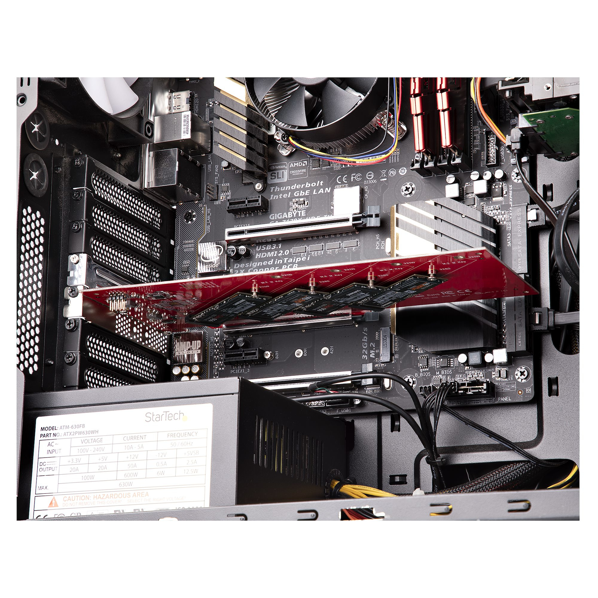 StarTech.com Quad M.2 PCIe Adapter Card, PCIe x16 to Quad NVMe or AHCI M.2 SSDs, PCI Express 4.0, 7.8GBps/Drive, Bifurcation Required, Windows/Linux Compatible – image 9