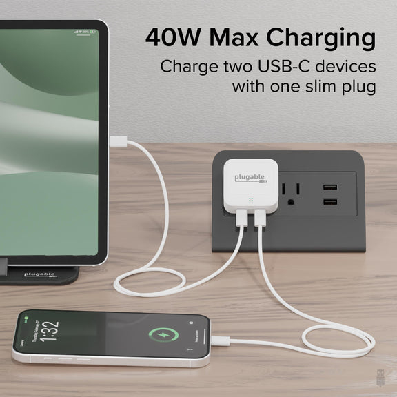 Plugable Technologies PS-40C2W mobile device charger Universal White AC Fast charging Indoor – image 2