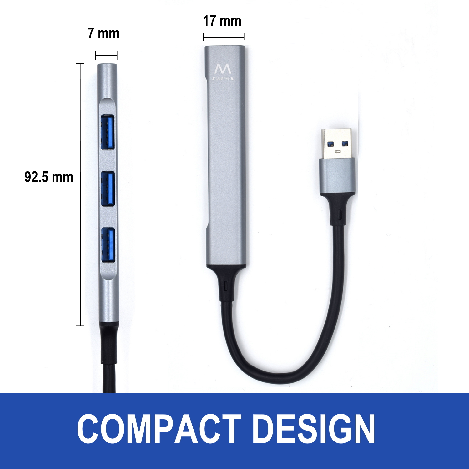 Ewent EW1144 interface hub USB 3.2 Gen 1 (3.1 Gen 1) Type-A 5000 Mbit/s Grey, Silver – image 5