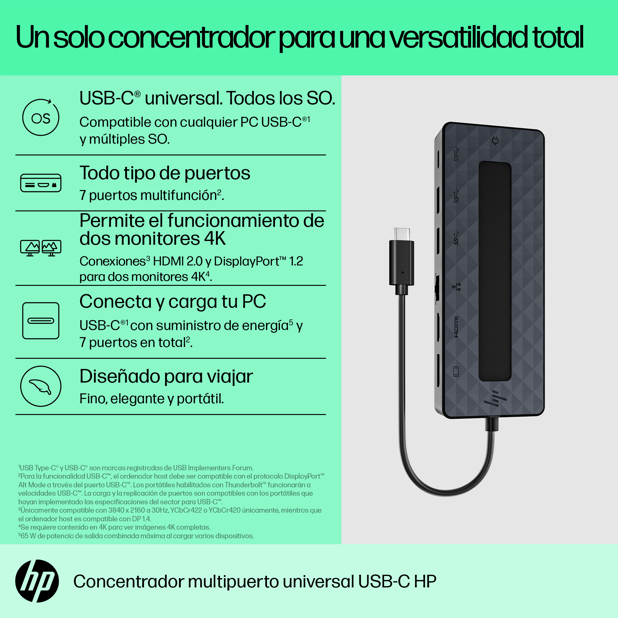 HP Universal USB-C Multiport Hub. Connectivity technology: Docking, Host interface: USB 3.2 Gen 2 (3.1 Gen 2) Type-C. Prod
