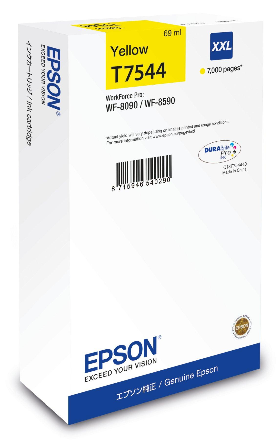 Epson T7544 - 69 ml - XXL size - yellow - original - ink cartridge - for WorkForce Pro WF-8090, WF-8590