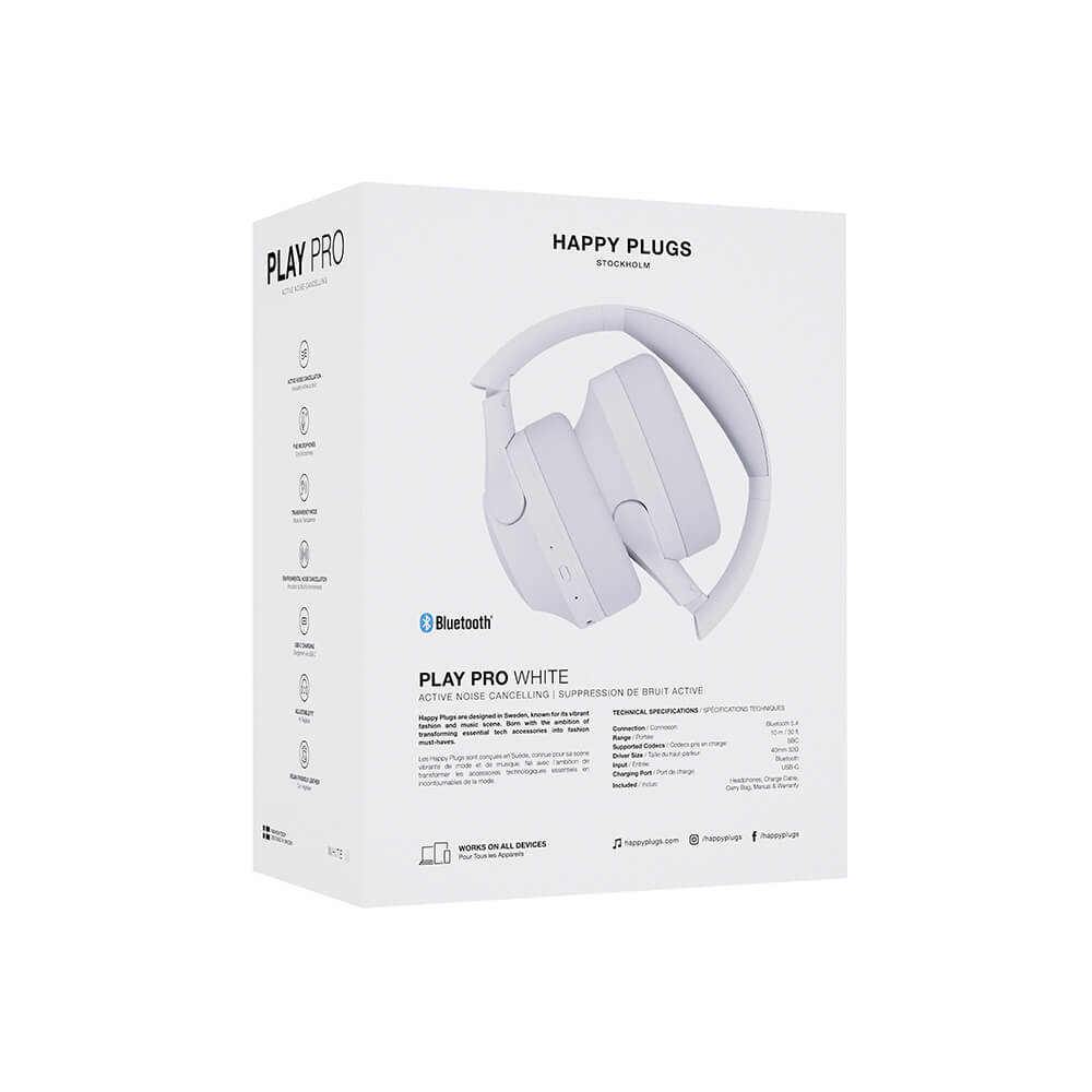 Happy Plugs Headphone Play Pro ANC Over-Ear Wireless White – image 9