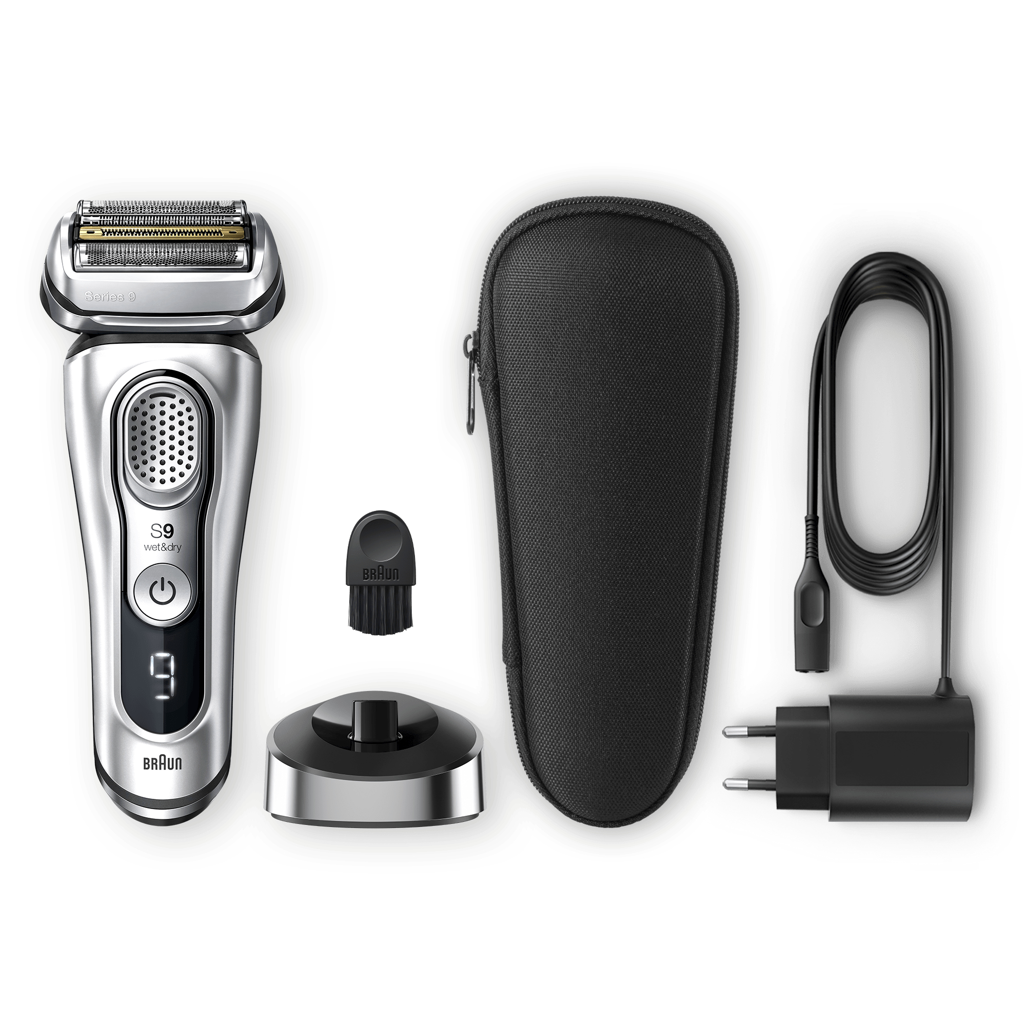 Braun Series 9 9350s Latest Generation Electric Shaver, Charging Stand, Fabric Case, Silver – image 8