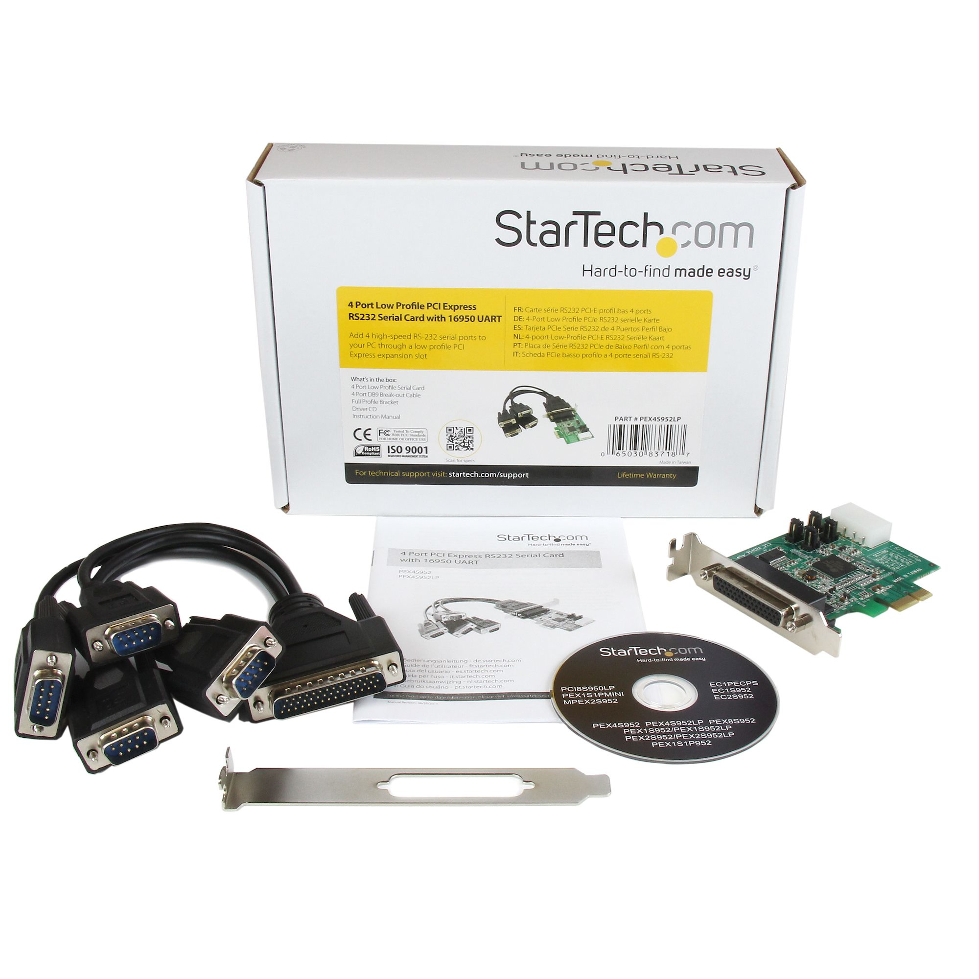 StarTech.com Discontinued and replaced by PEX4S953LP - 4 Port Low Profile Native RS232 PCI Express Serial Card with 16950 UART – image 6
