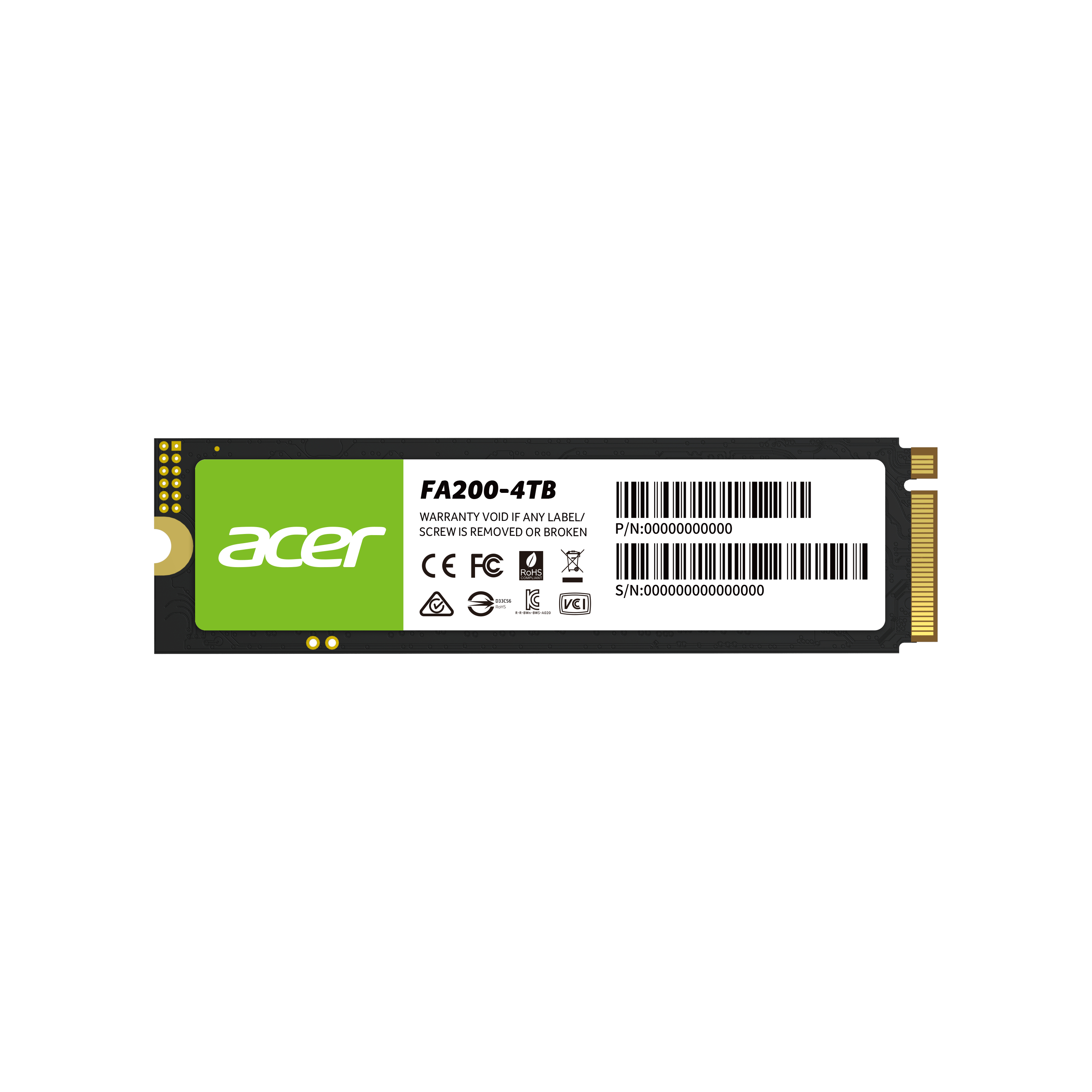 Unidad de Estado Sólido Acer FA200 - M.2 2280 - 4TB - PCI-E 4.0 - BL.9BWWA.150