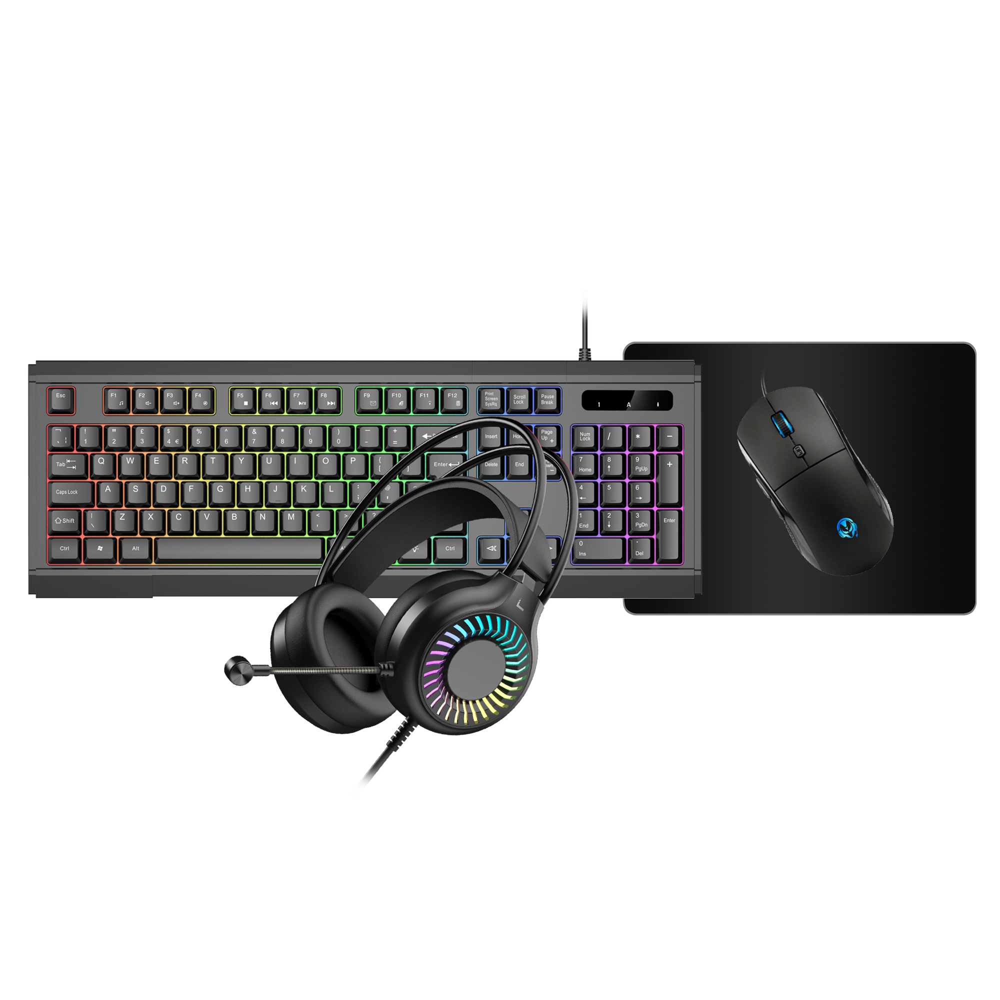 VIDA GAMER BLK 4IN1 USB KB MS HS KIT