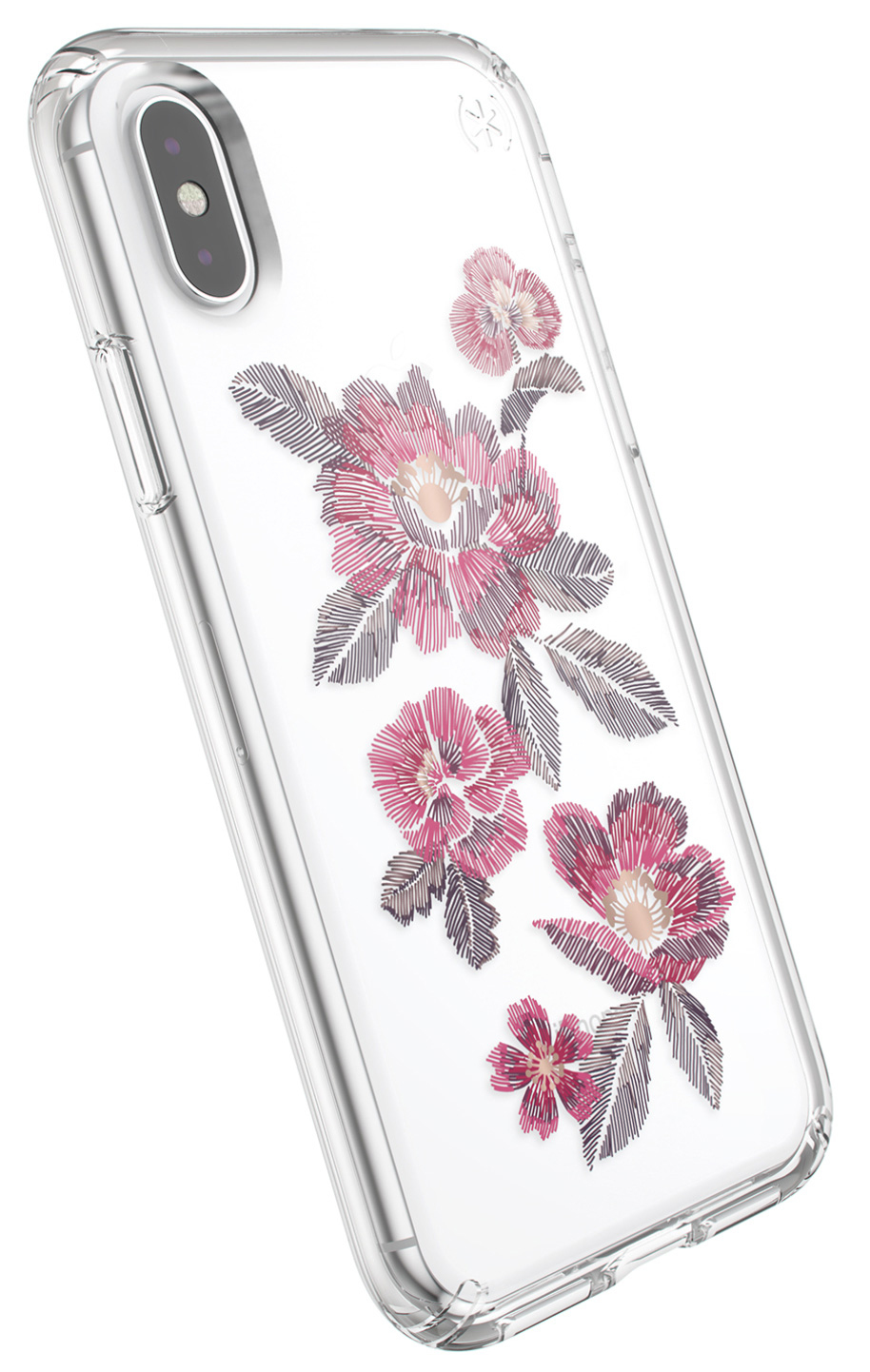 Speck Presidio Clear + Print Apple iPhone X/XS Embroideredfloral Fuchsia/Clear – image 1