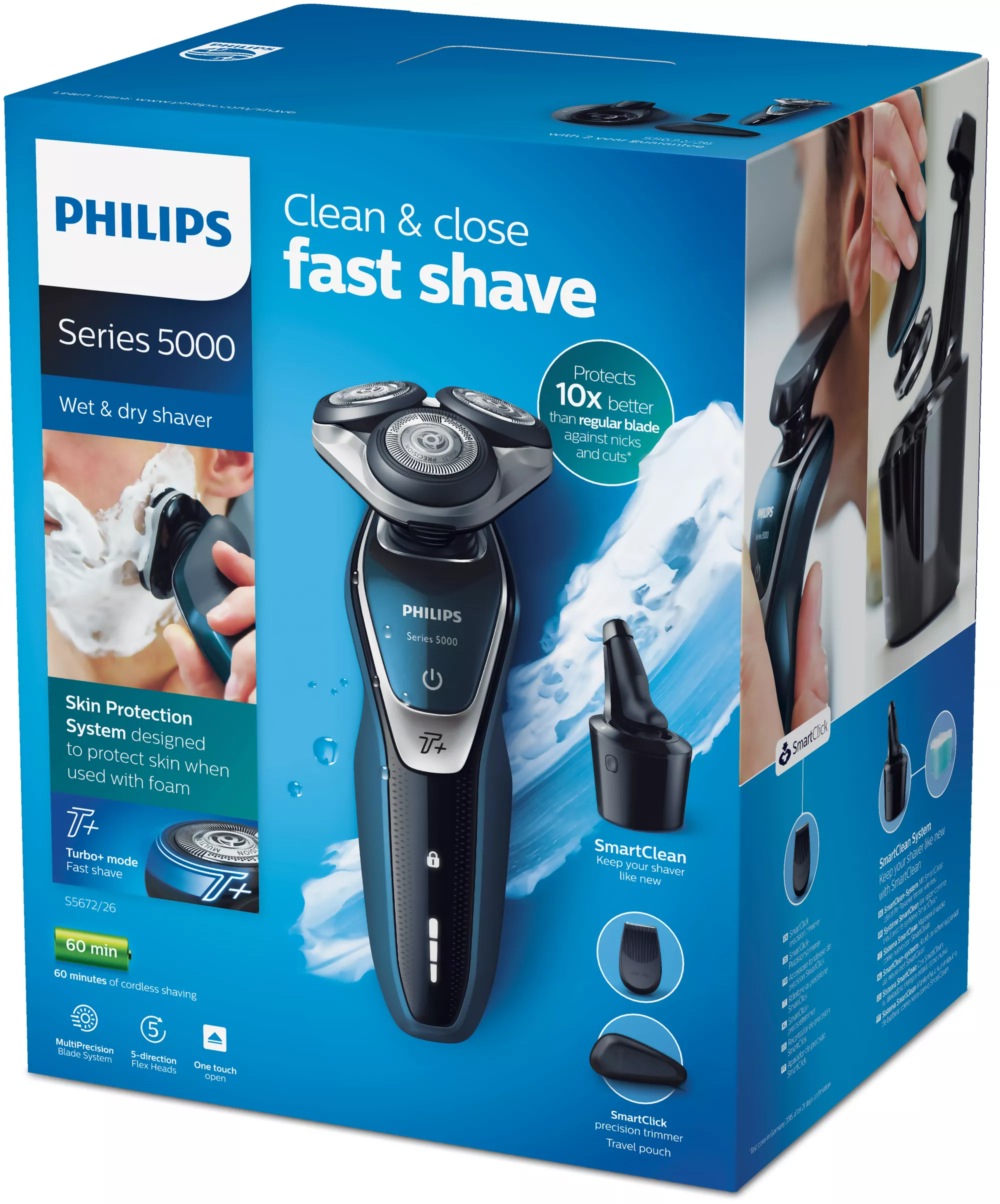 Philips SHAVER Series 5000 S5672/26 men's shaver Rotation shaver Trimmer Black, Blue, Silver – image 2
