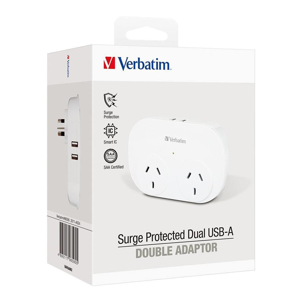 Verbatim Dual USB Surge Protected with Double Adaptor – image 1
