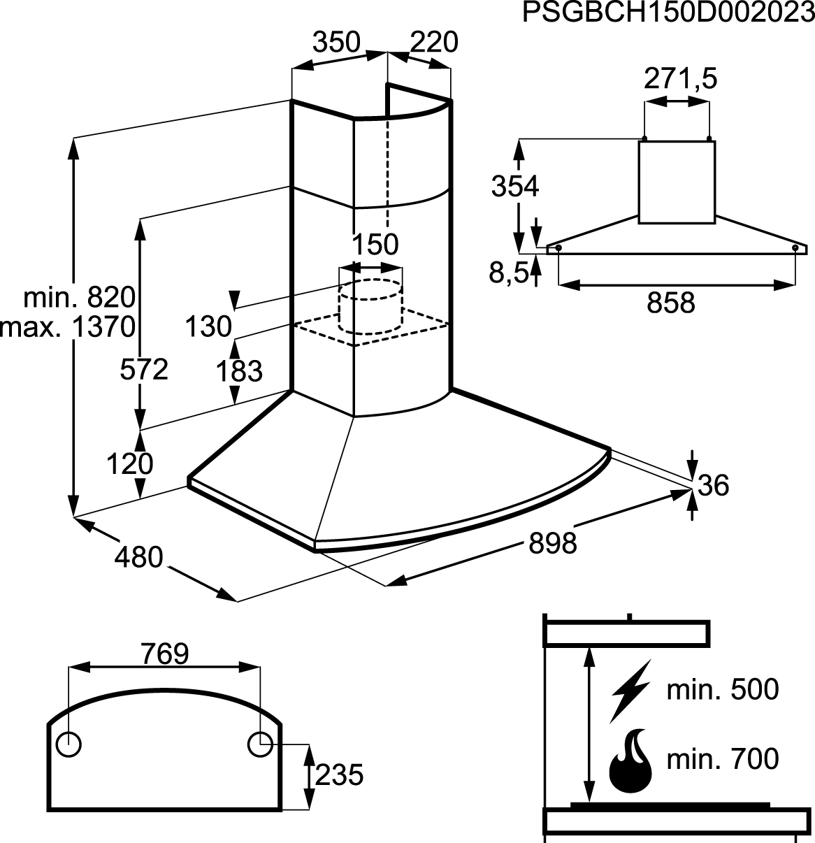 AEG X79263MD1 Wall-mounted Stainless steel 650 m³/h – image 3