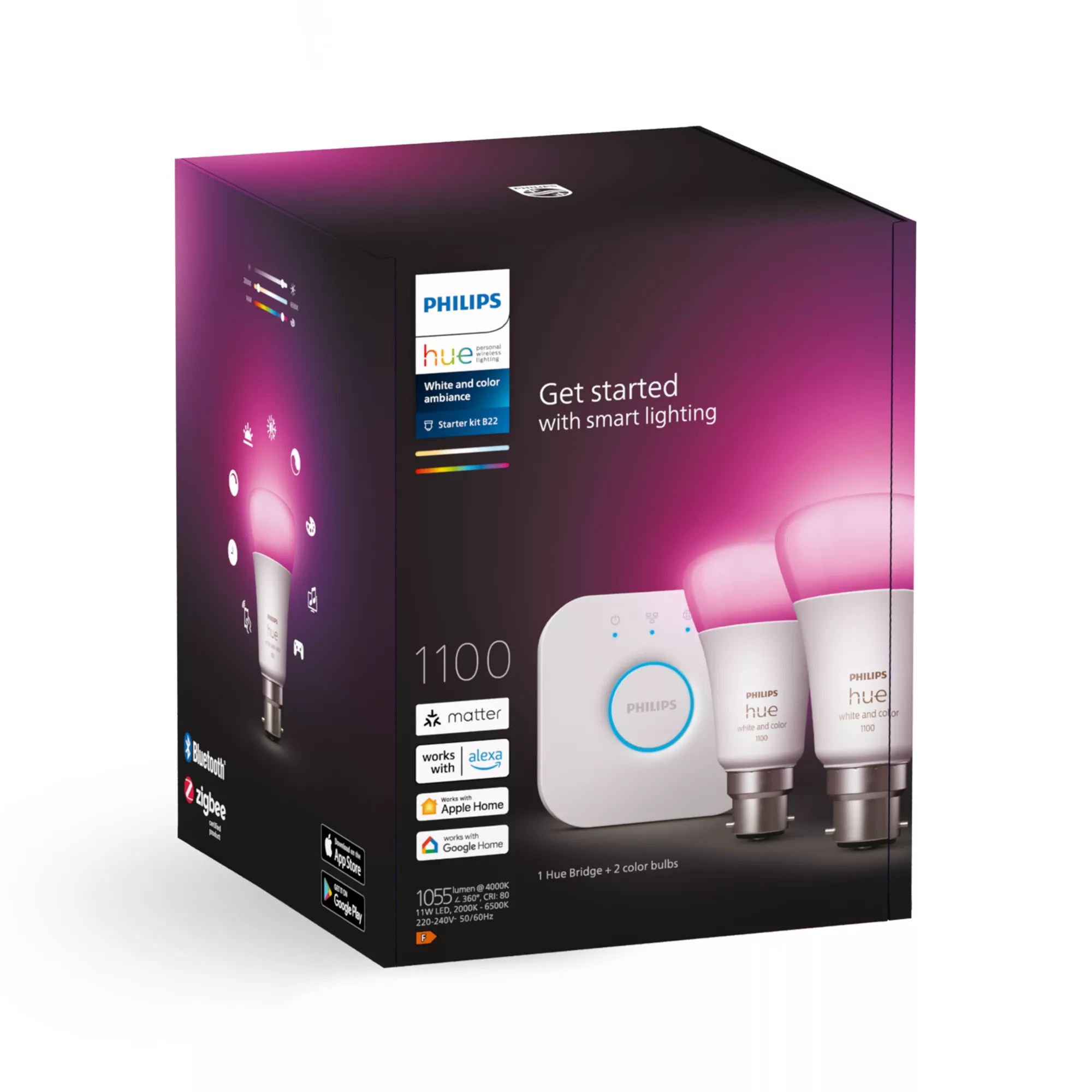 Philips by Signify Philips Hue White and colour ambience Starter kit: 2 B22 smart bulbs (1100) – image 3