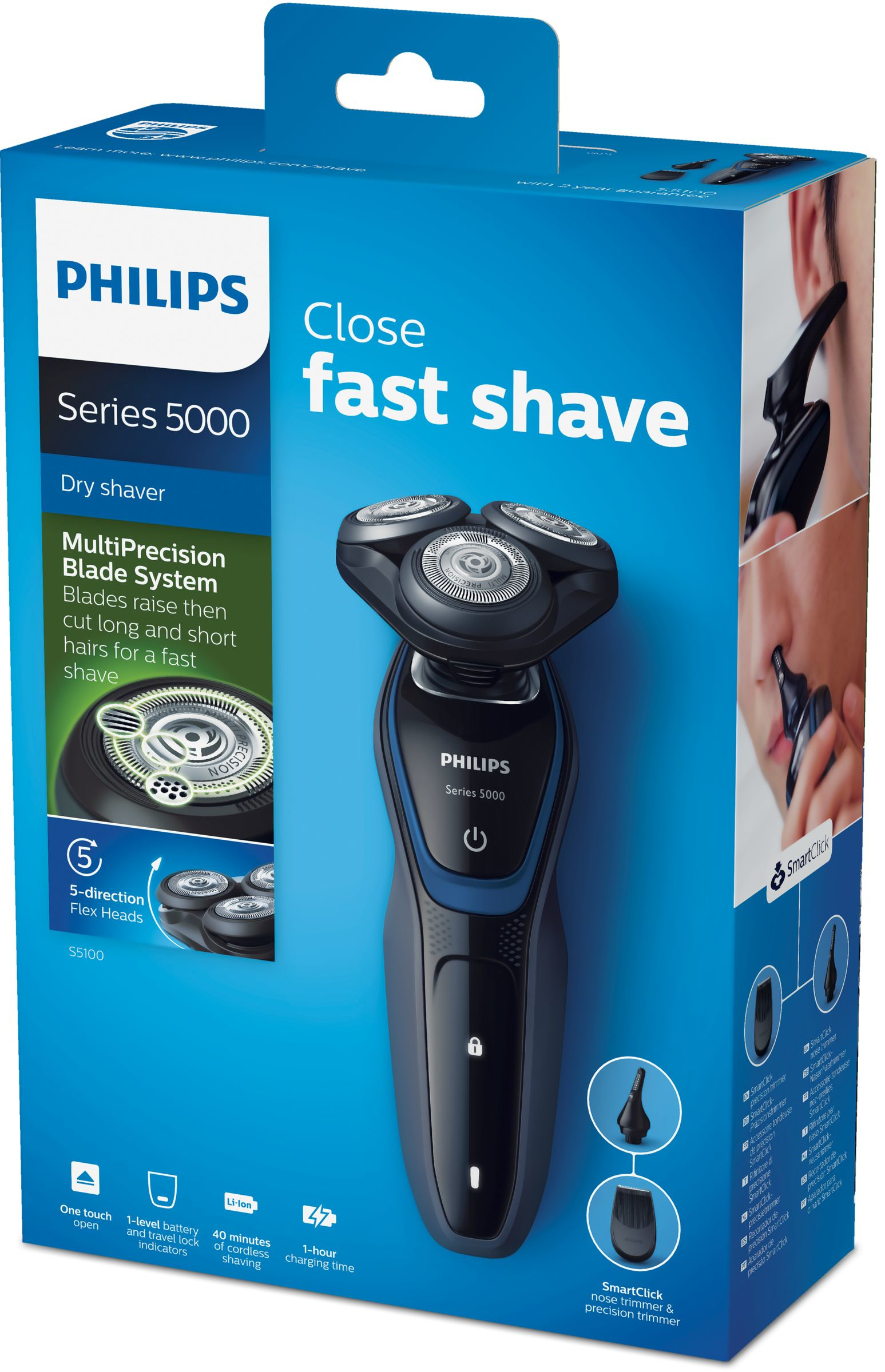 Philips SHAVER Series 5000 S5100/44 men's shaver Rotation shaver Trimmer Blue, Grey – image 2