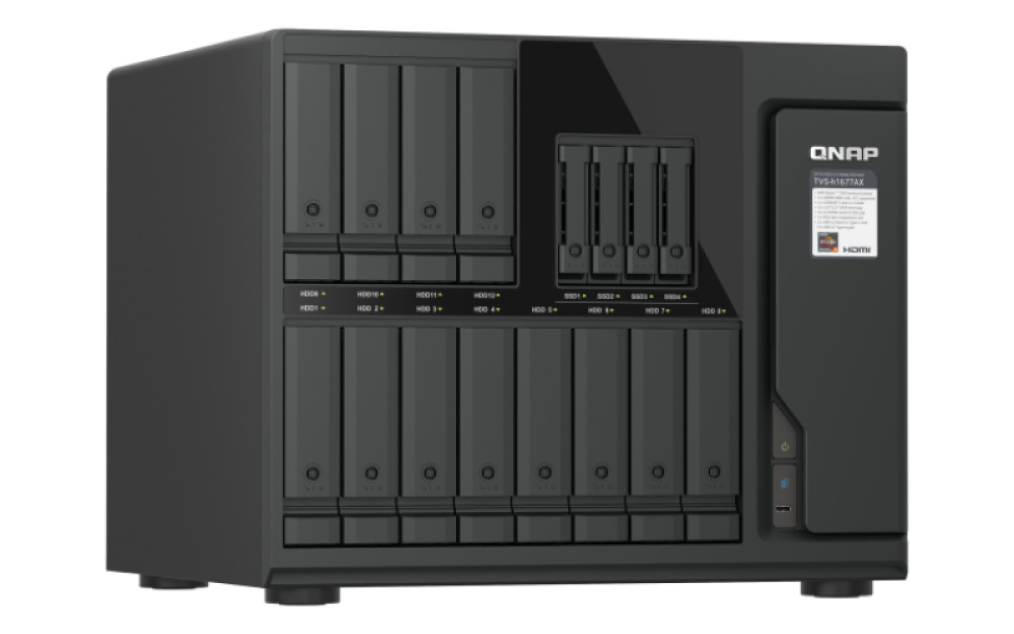 QNAP TVS-H1677AX-R5-16G serveur de stockage NAS Tower AMD Ryzen™ 5 16 Go DDR5 0 To QuTS hero Noir