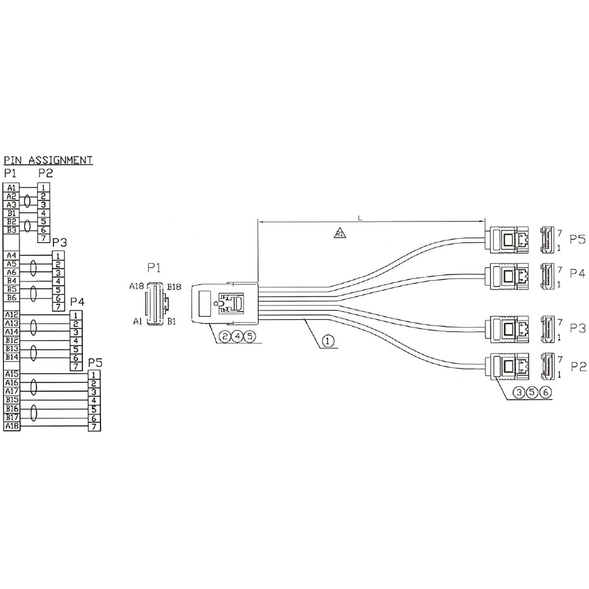 Resim InLine 27620 Mini SAS SFF-8087 - 4x SATA Doğrudan Kablo, 0.5m, Kırmızı