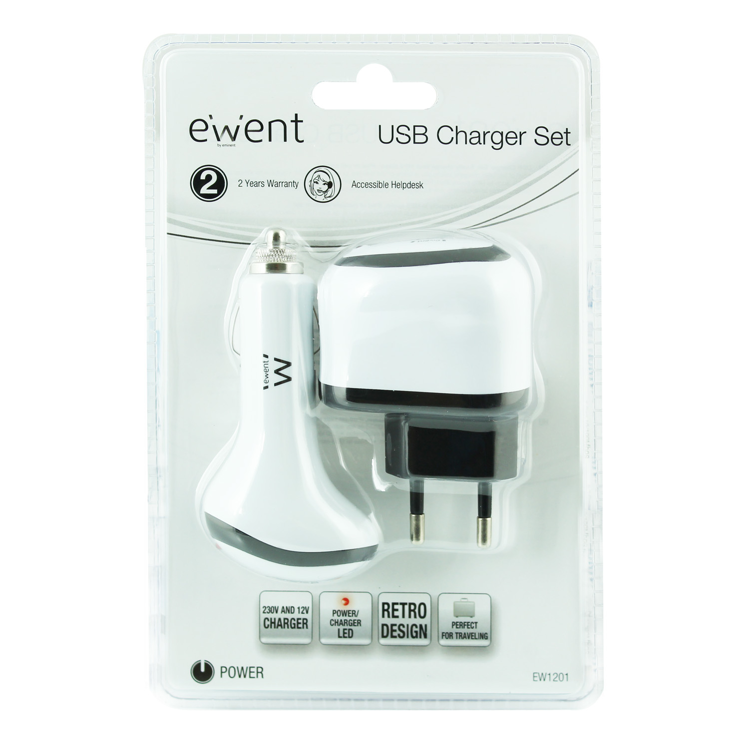 Ewent EW1201 mobile device charger Mobile phone, MP3, Tablet White AC, Cigar lighter Auto, Indoor – image 3
