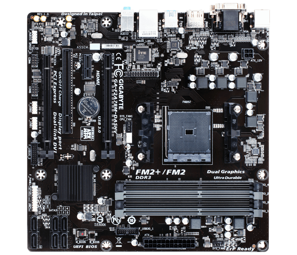 GIGABYTE GA-F2A78M-DASHV motherboard AMD A78 Socket FM2+ micro ATX – image 1