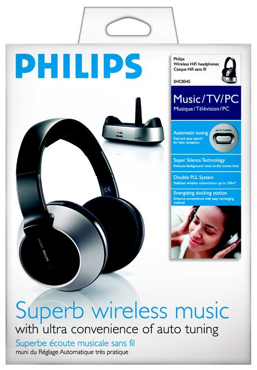Philips SHC8545/00 headphones/headset Wireless Head-band Music Black, Silver – image 2