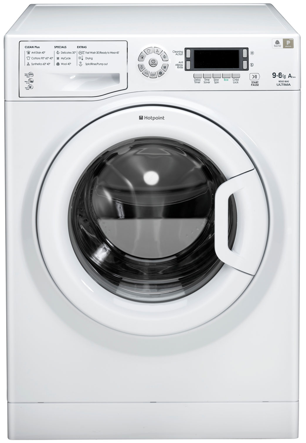 Hotpoint WDUD9640P washer dryer Freestanding Front-load White
