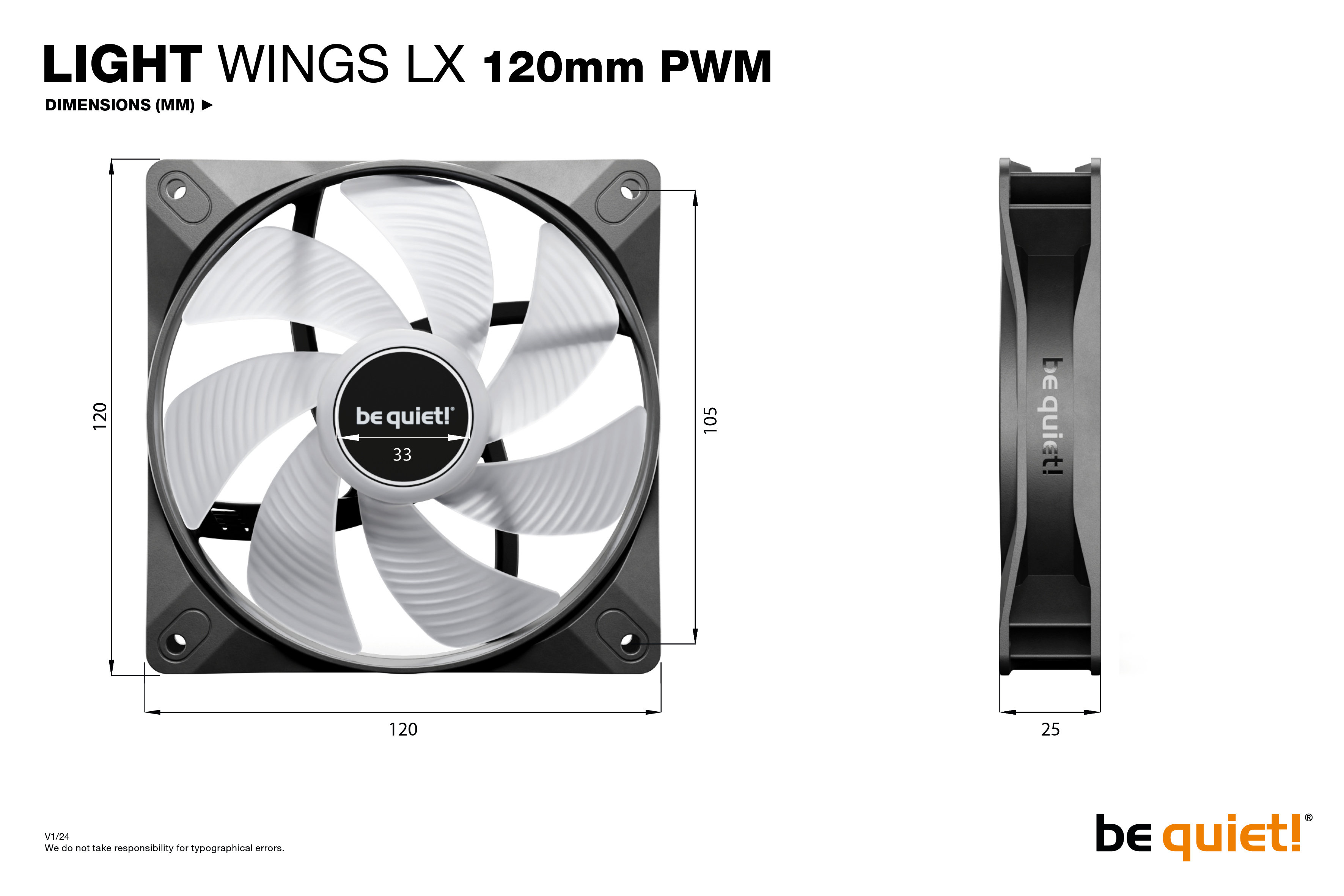 be quiet! LIGHT WINGS LX 120mm PWM Computer case Fan 12 cm Black 1 pc(s) image 7