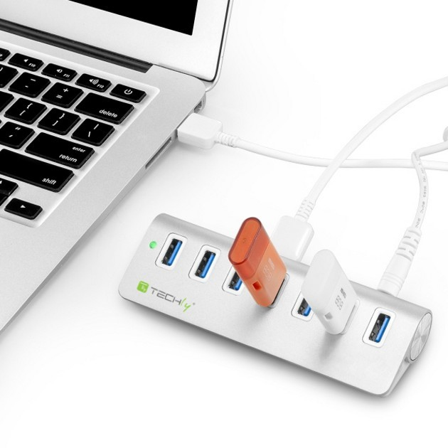 Techly Hub USB 3.0 Super Speed ​​7 Ports A Female Aluminum IUSB3-TLY730 – image 4
