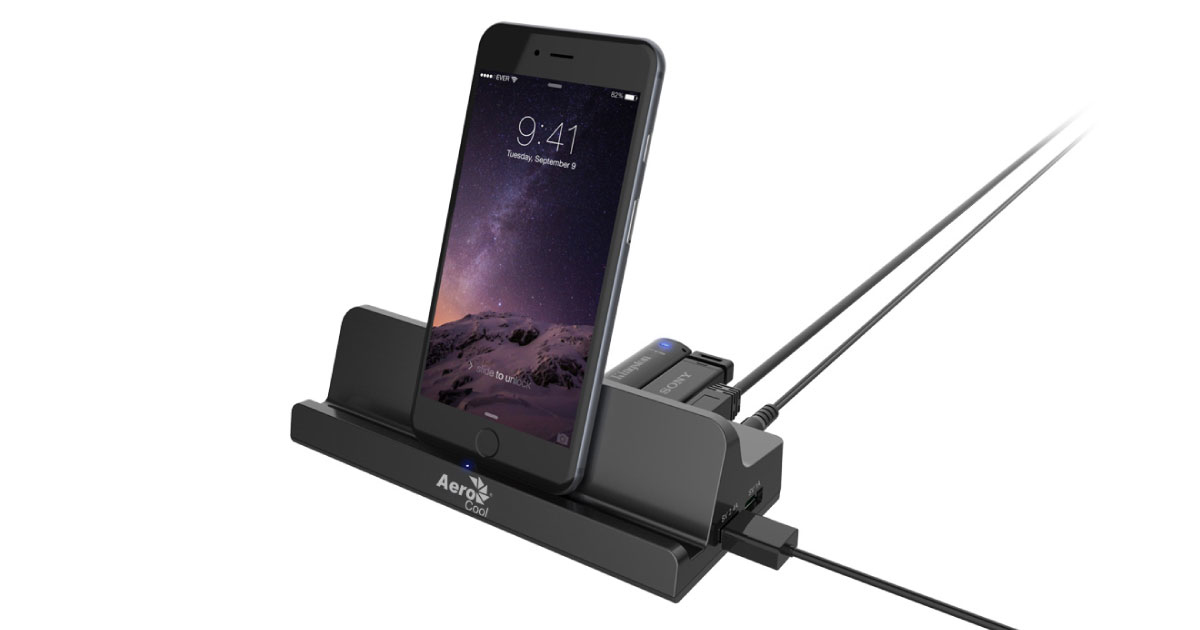 Aerocool ACAH-P37A000-11 interface hub USB 3.2 Gen 1 (3.1 Gen 1) Micro-B 5000 Mbit/s Black – image 3
