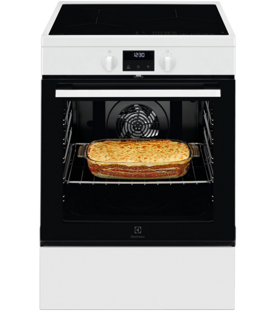 Electrolux LKI64850BW Freestanding cooker Electric Zone induction hob Black, White – image 1