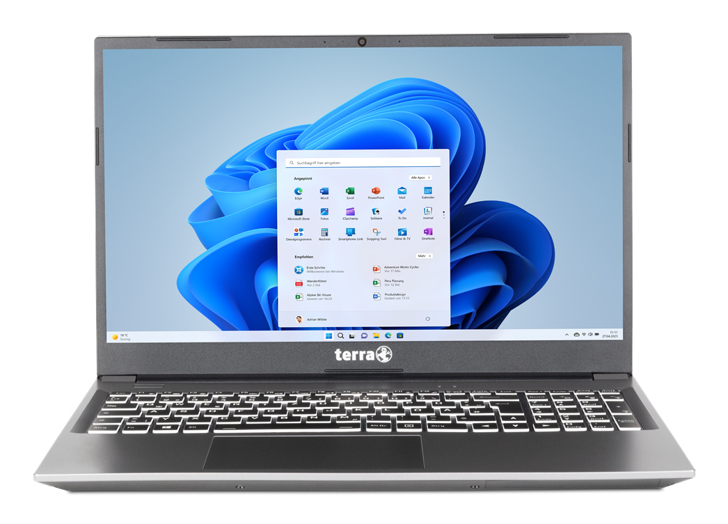 TERRA Mobile 1517R Intel® Core™ i3 i3-1315U Laptop 39.6 cm (15.6") Full HD 8 GB DDR4-SDRAM 500 GB SSD Wi-Fi 6 (802.11ax) Windows 11 Home German Grey