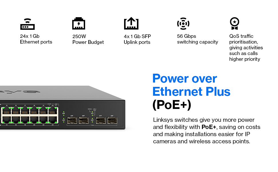 Linksys 24 Port Gigabit Managed Network Switch with – image 8