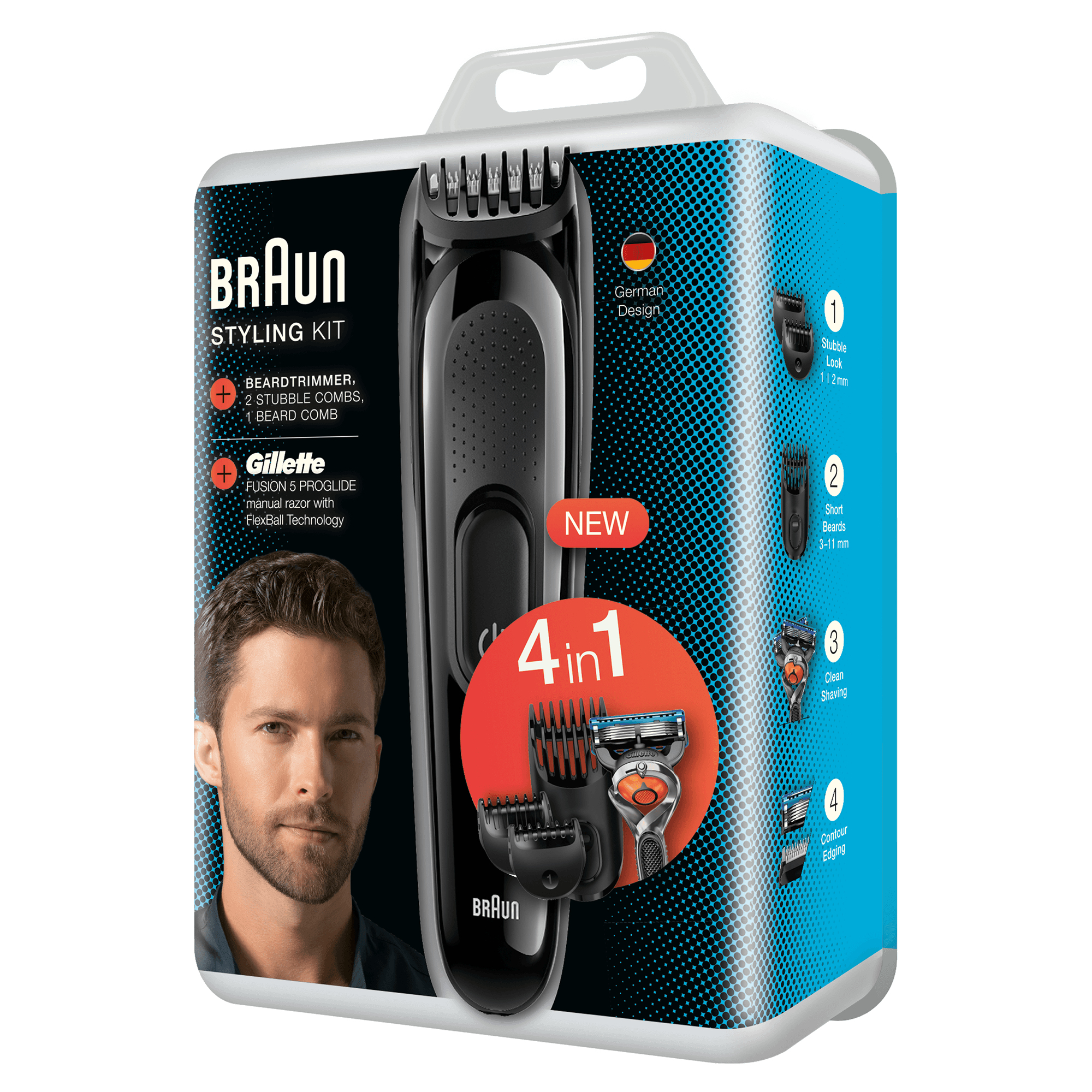 Braun Multigroomer Styling Kit SK3000, Black with Gillette Fusion ProGlide Razor – image 3