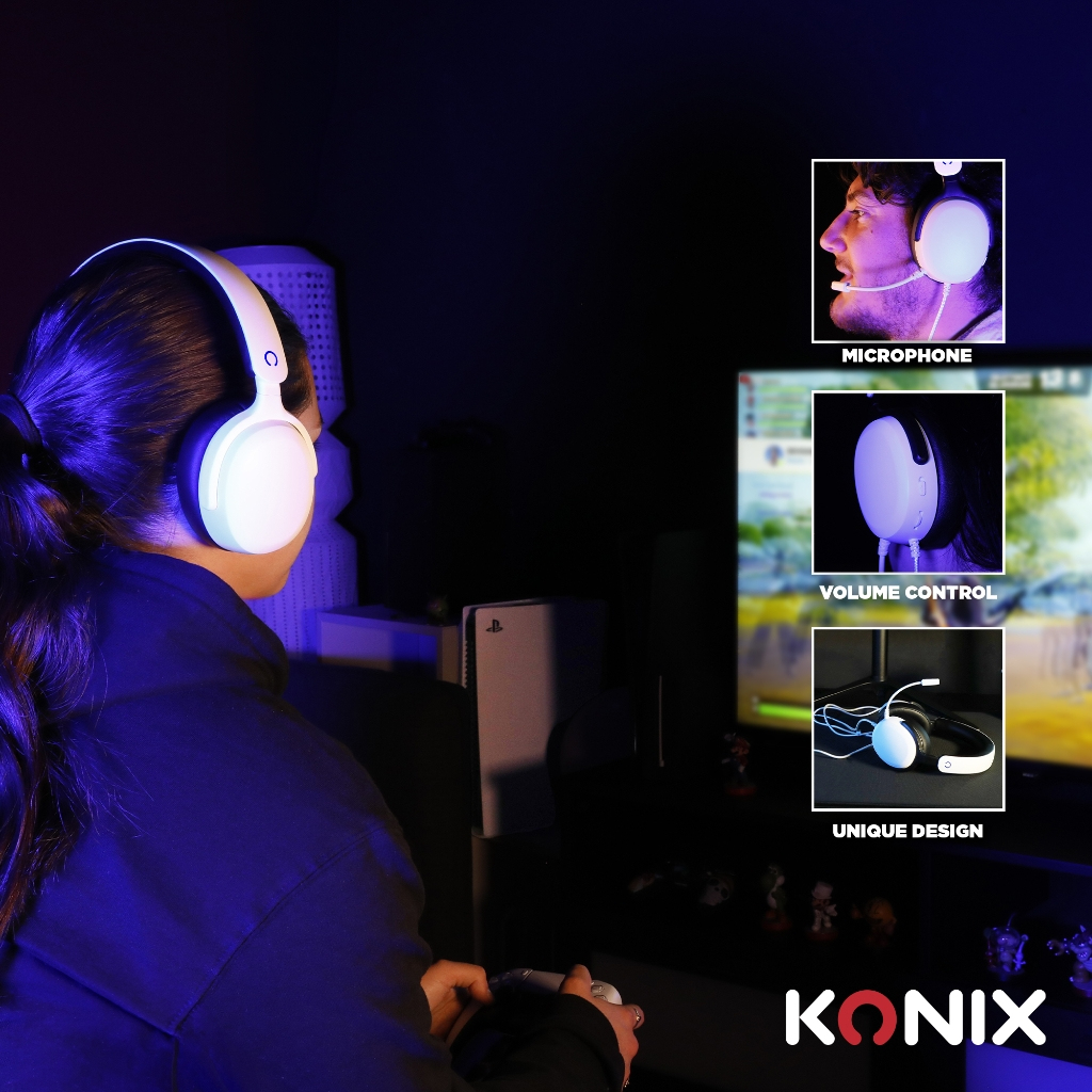 Konix 61889000086 headphones/headset Wired Head-band Gaming Black, White – image 7