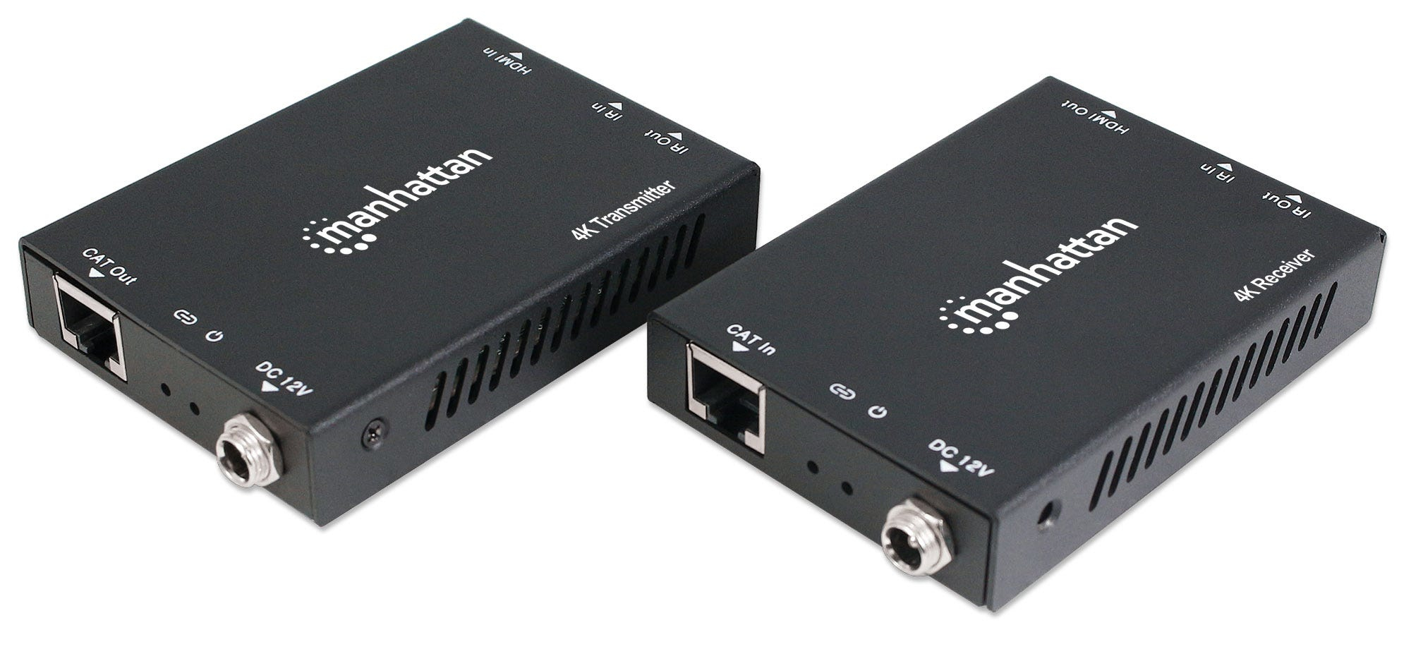 Manhattan 4K HDMI over Ethernet Extender Kit, Extends Distances of 4K@30Hz up to 50m and 1080p up to 60m with a Single Ethernet Cable, Power over Cable, Bi-Dire