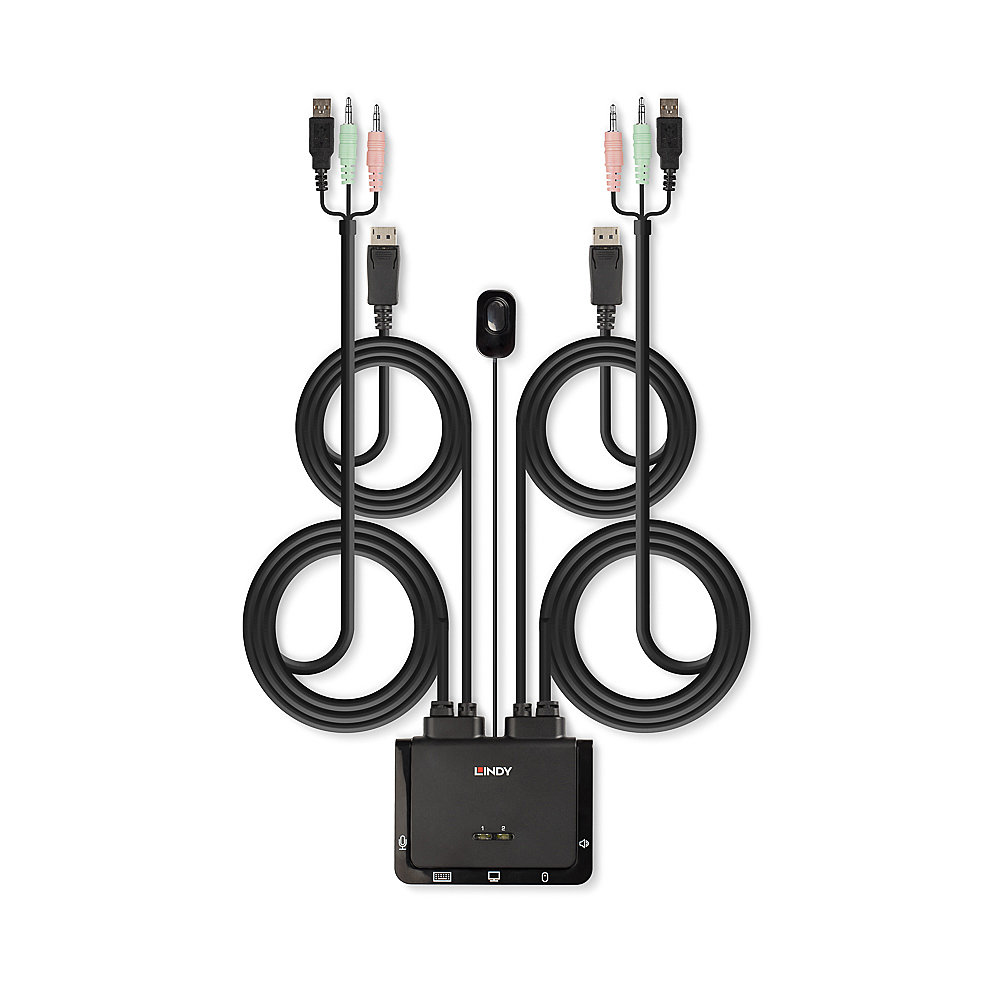 Lindy 2 Port DisplayPort 1.2, USB 2.0 and Audio Cable KVM Switch – image 3