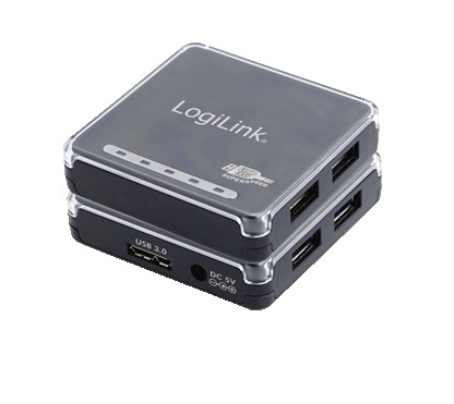 LogiLink UA0152 interface hub 5000 Mbit/s Black