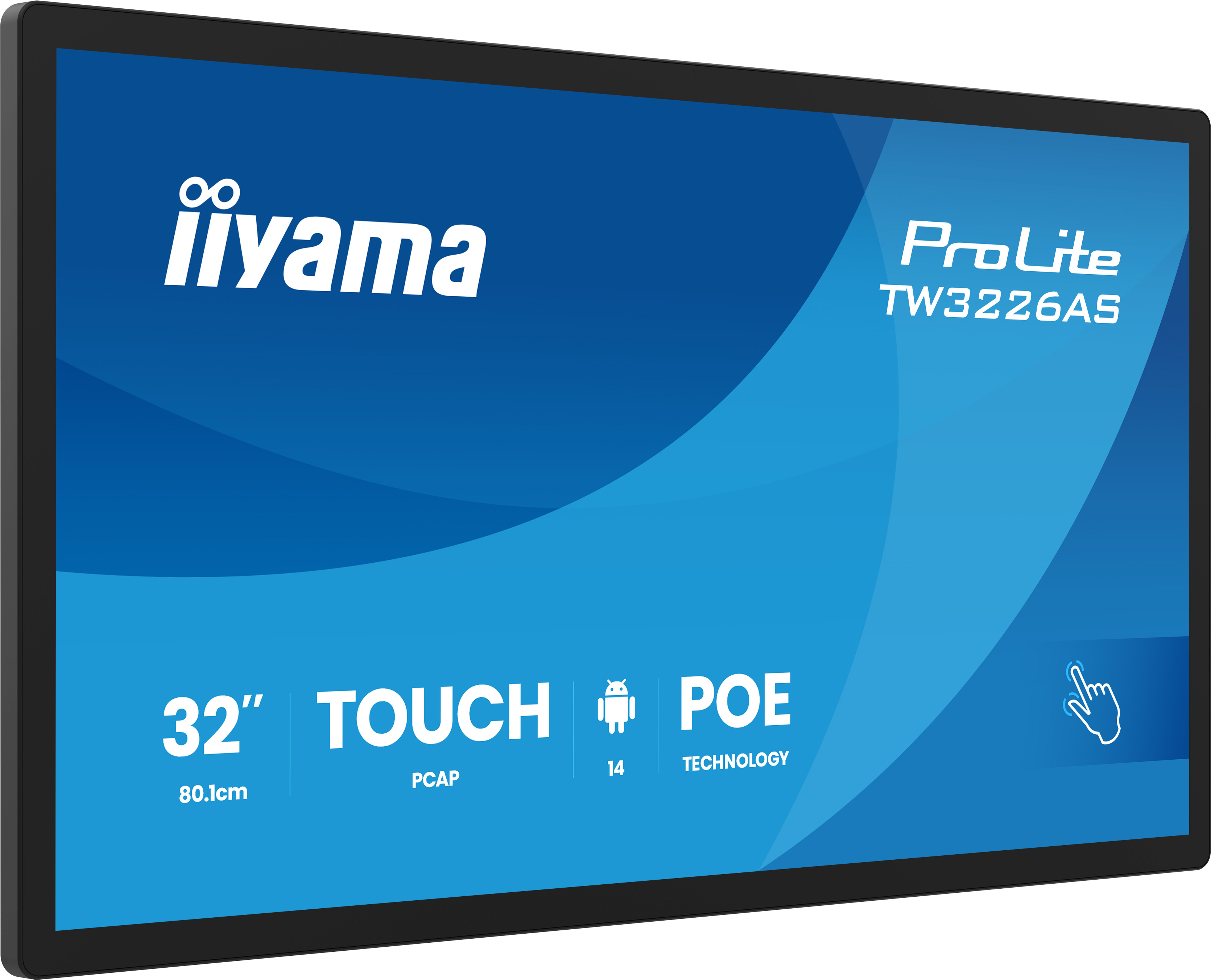 iiyama ProLite TW3226AS-B3P - Android PC - touch panel PC 1 RK3576 / up to 2.2 GHz - RAM 4 GB - SSD - eMMC 32 GB - Mali-G52 MC3 - Gigabit Ethernet, IEEE 802.11ax (Wi-Fi 6), Bluetooth 5.3 - Android 14 - monitor: LED 31.5" 1920 x 1080 (Full HD) touchscreen - black bezel with matte finish