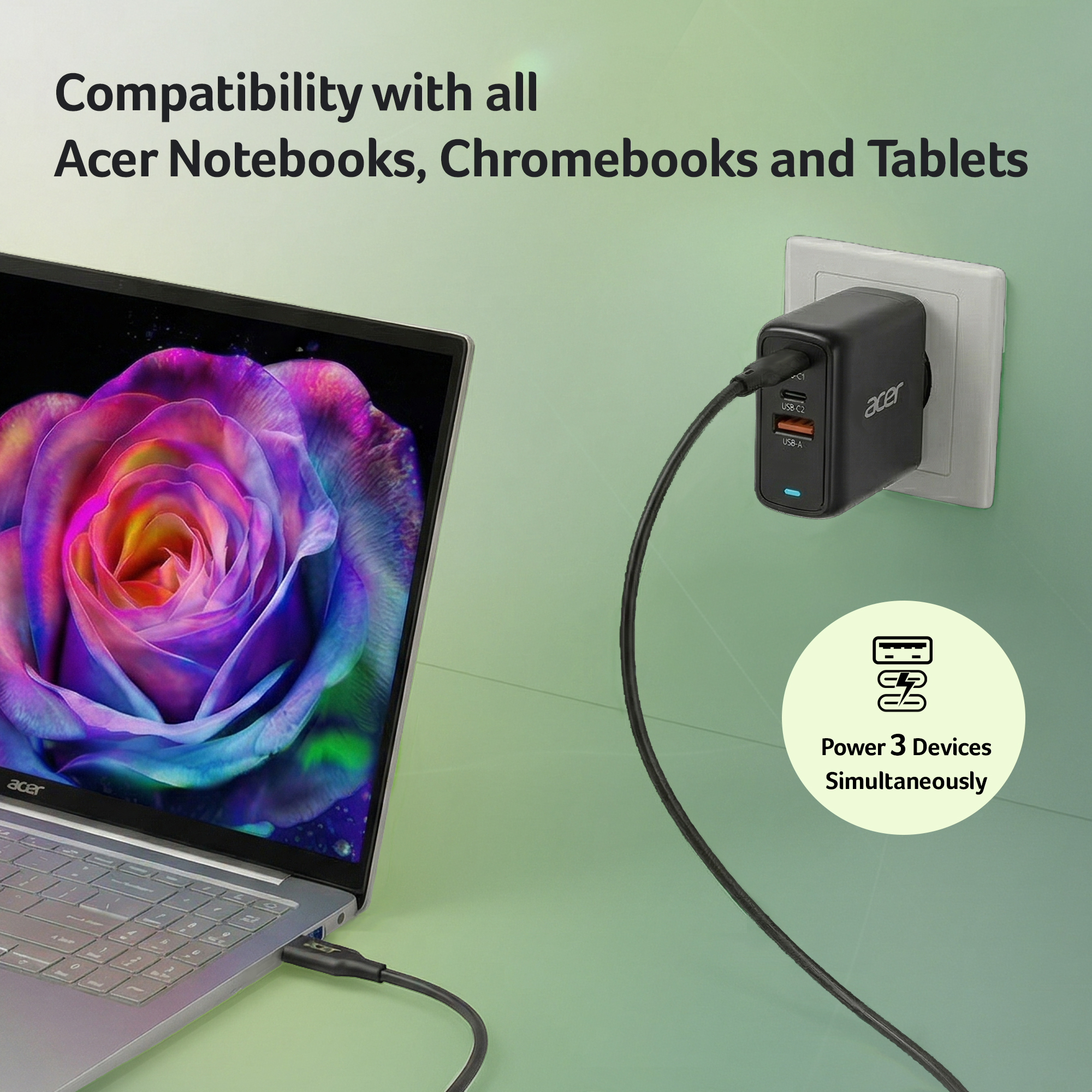 Acer 67W PD CHARGER 2X USB-C 1X USB-A – image 4